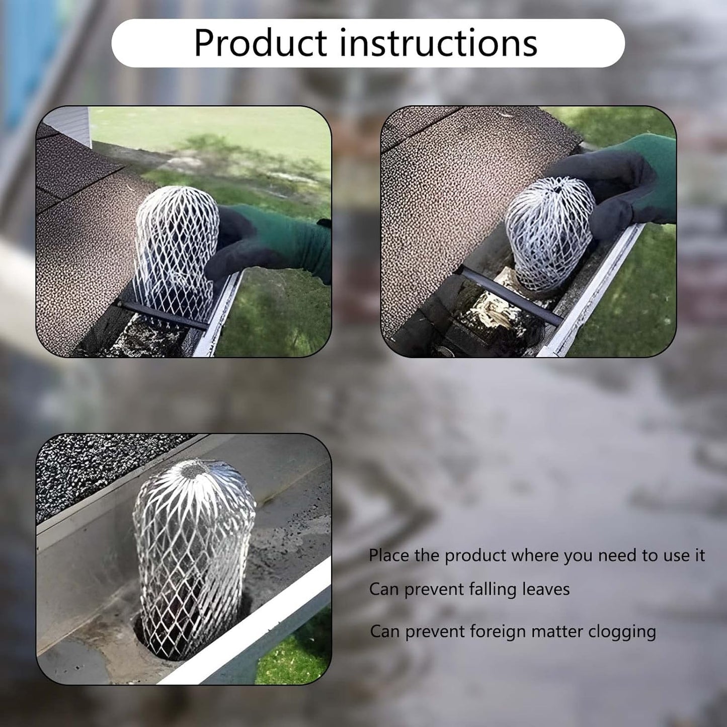 10Pcs Gutter Downspout Guards 3.5 Inch Aluminum Leaf Filter Strainer Expandable Gutter Downspout Protector for Preventing Blockage Leaves Debris