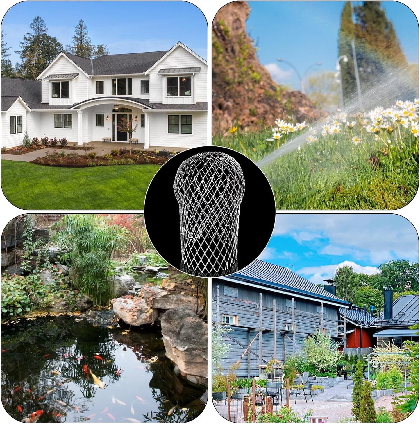 10Pcs Gutter Downspout Guards 3.5 Inch Aluminum Leaf Filter Strainer Expandable Gutter Downspout Protector for Preventing Blockage Leaves Debris