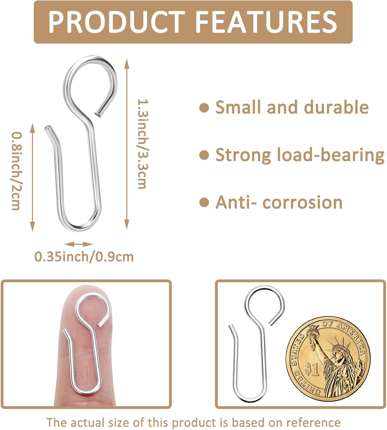 S-Shaped Small Metal Curtain Hooks - 60 Pcs Drapery Hooks for Ceiling Track