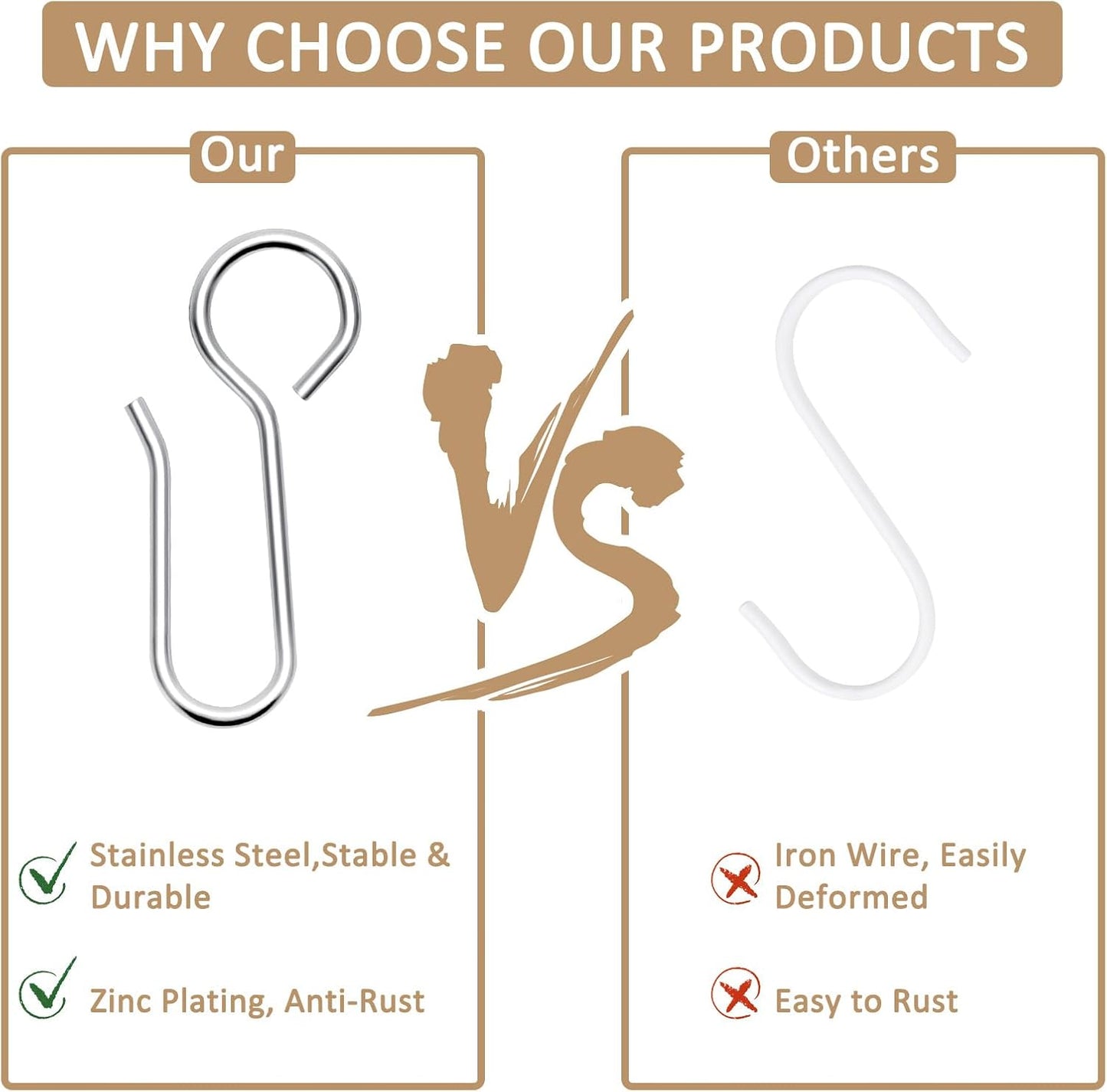 S-Shaped Small Metal Curtain Hooks - 60 Pcs Drapery Hooks for Ceiling Track
