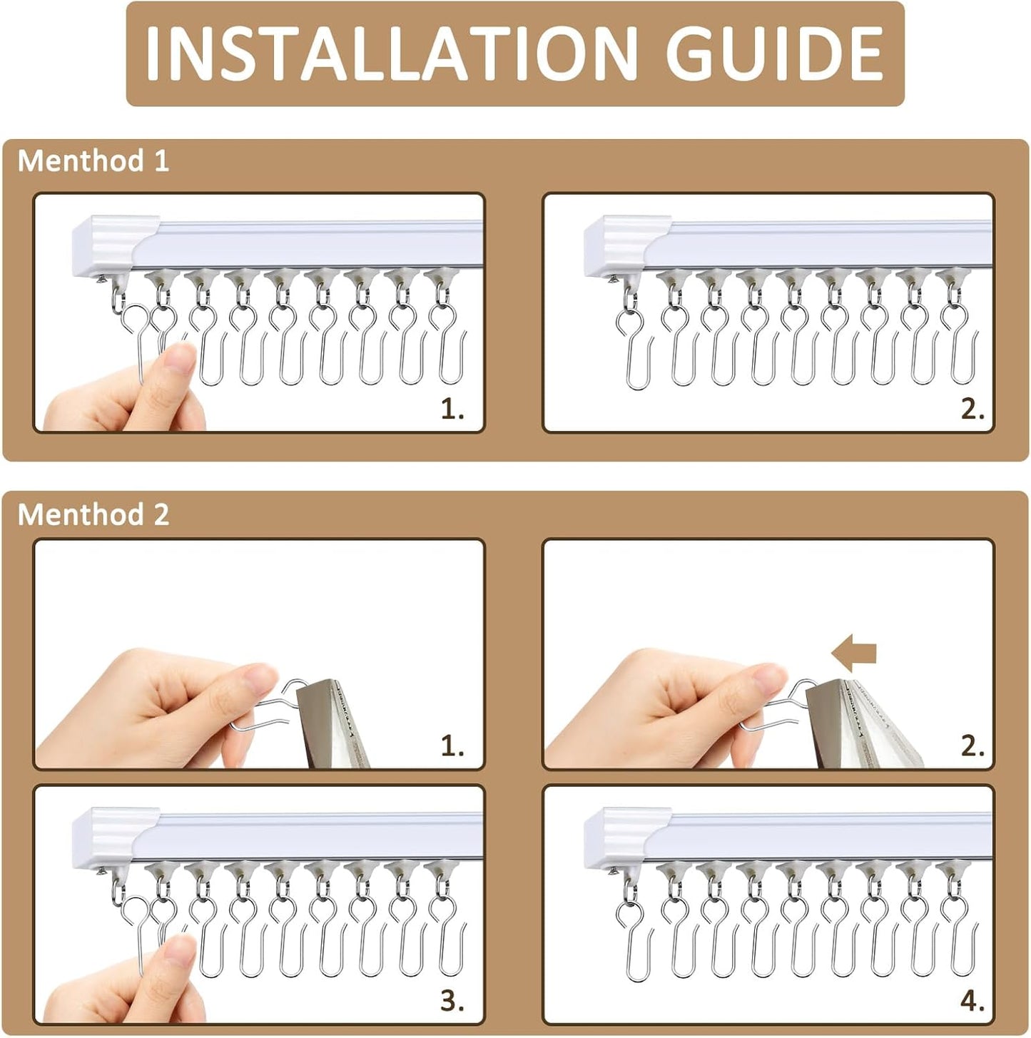 S-Shaped Small Metal Curtain Hooks - 60 Pcs Drapery Hooks for Ceiling Track