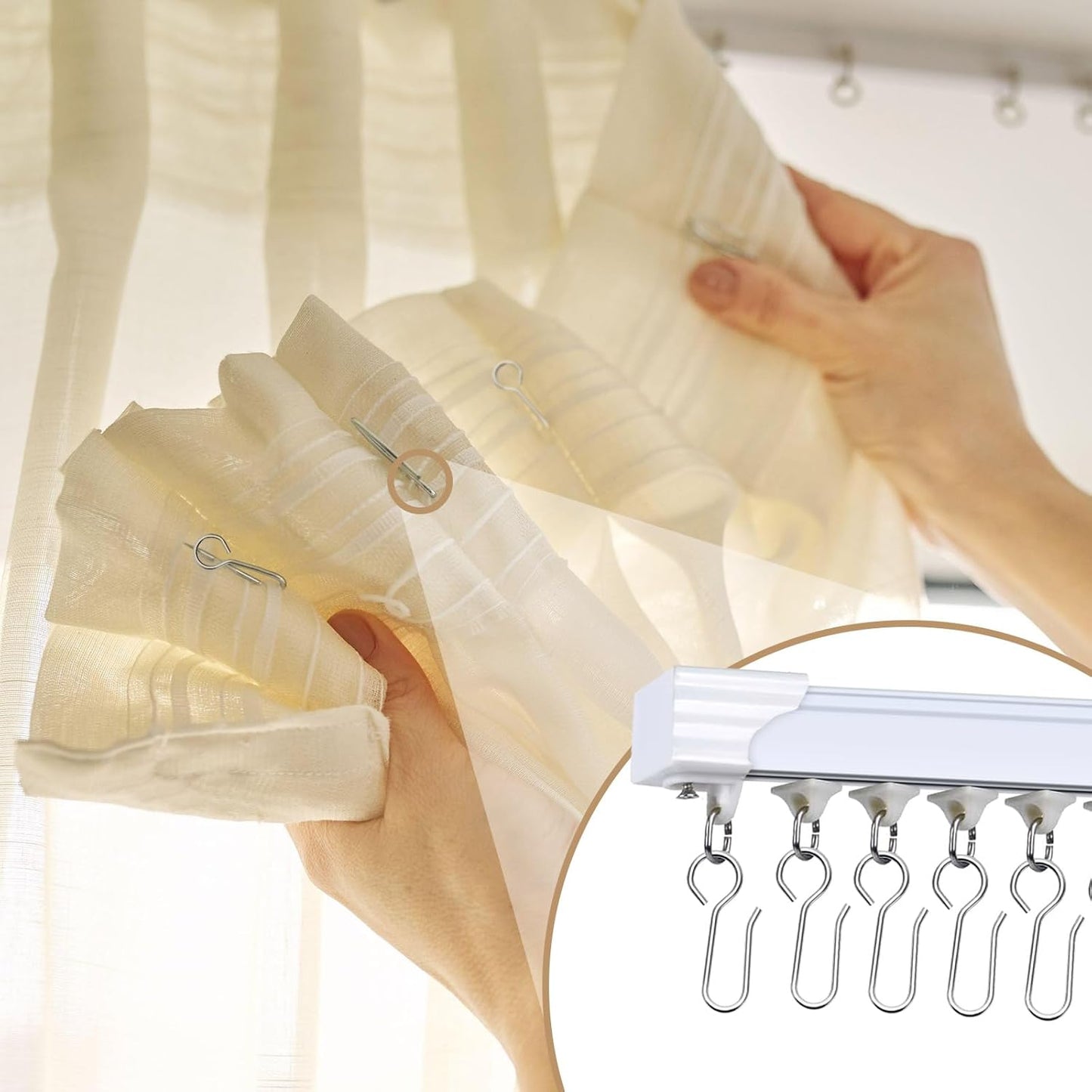 S-Shaped Small Metal Curtain Hooks - 60 Pcs Drapery Hooks for Ceiling Track