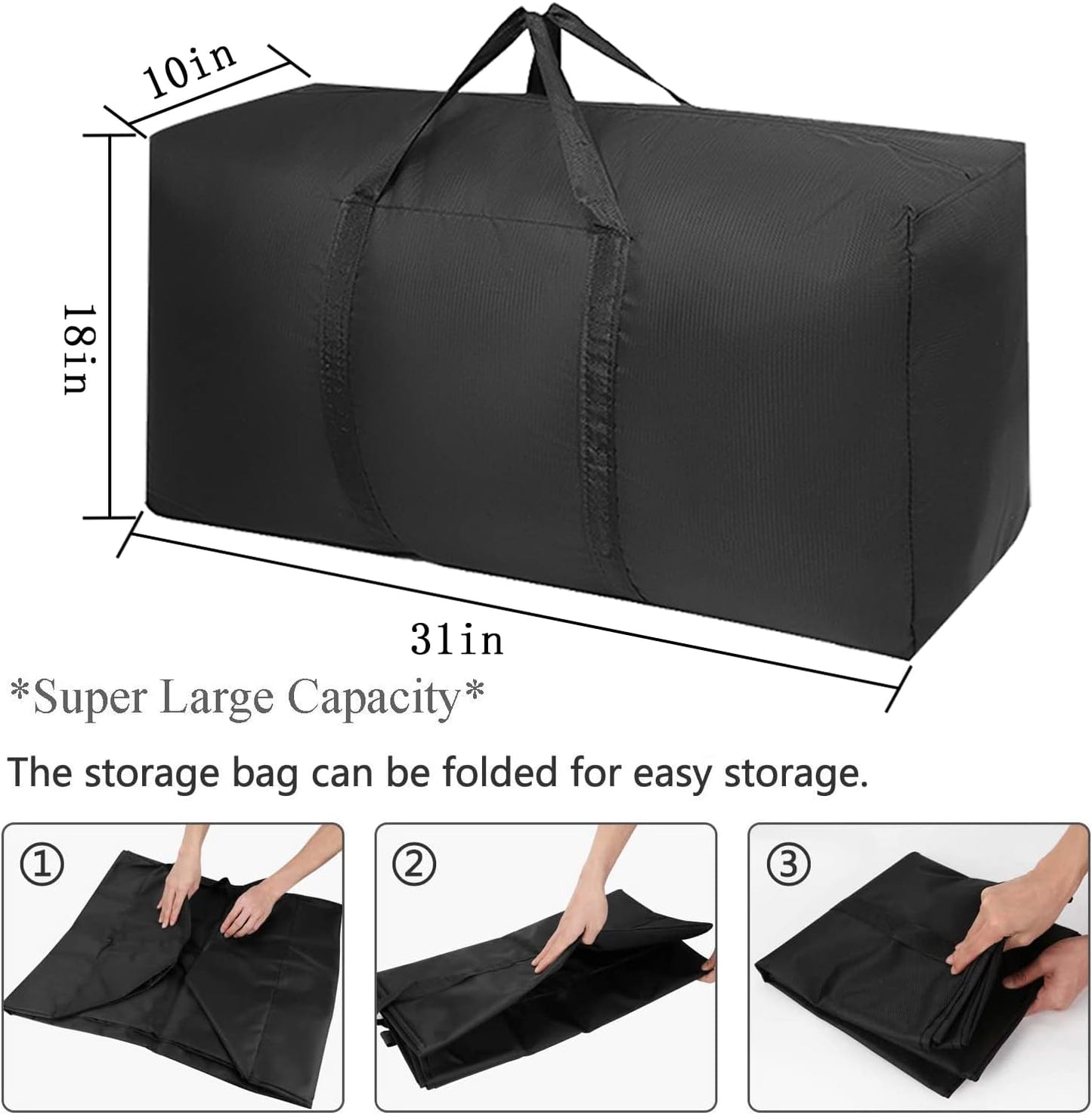 Extra Large Moving Bags with Strg Zippers & Carrying Handles, Storage Bags Storage Totes for Clothes, Moving Supplies, Space Saving Oversized Storage Bag Organizer for Moving, Traveling (2 Pack)
