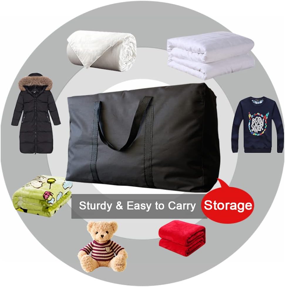 Extra Large Moving Bags with Strg Zippers & Carrying Handles, Storage Bags Storage Totes for Clothes, Moving Supplies, Space Saving Oversized Storage Bag Organizer for Moving, Traveling (2 Pack)