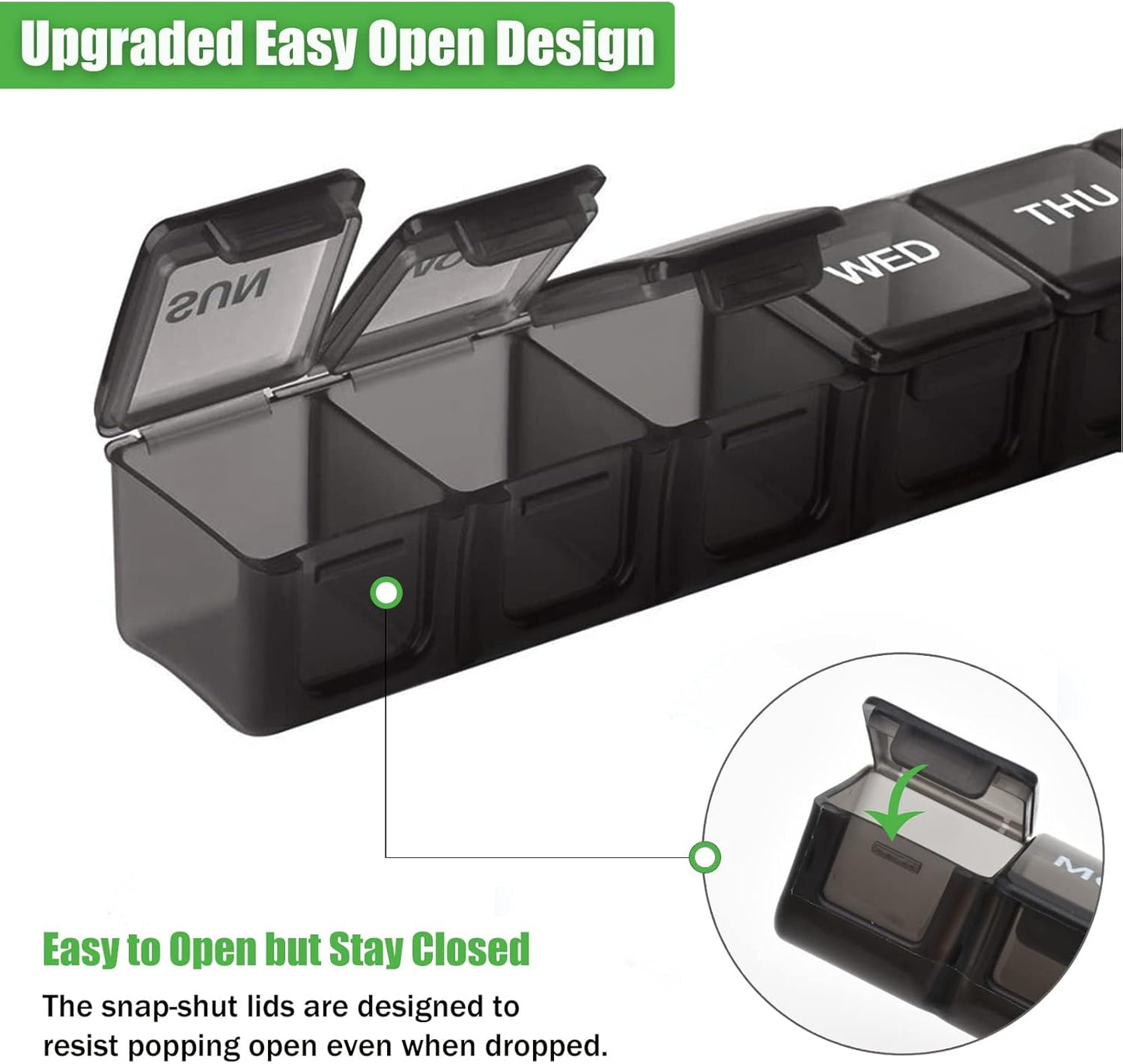 7 Pack TSA Approved Travel Luggage Tag and 2 Pack Weekly Pill Organizer