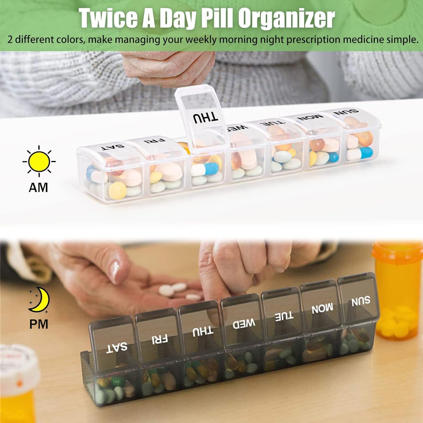 7 Pack TSA Approved Travel Luggage Tag and 2 Pack Weekly Pill Organizer