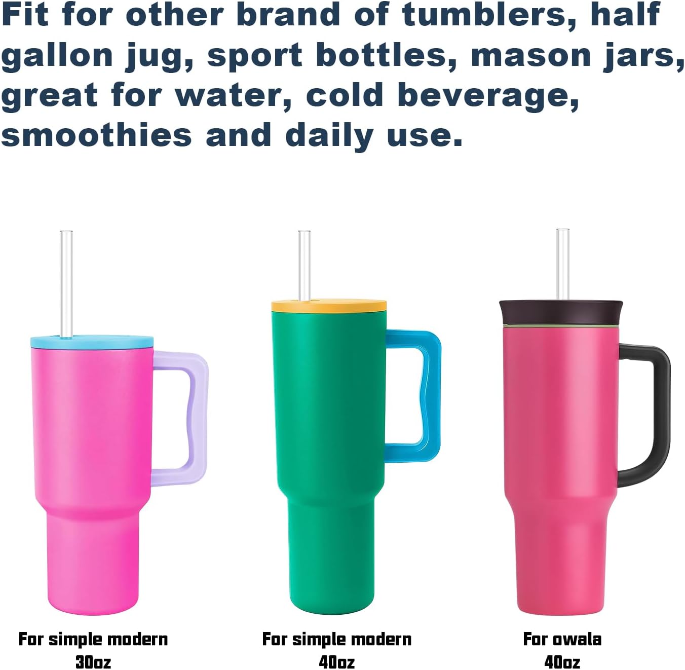 10 Pcs Replacement Straw for Stanley Cup 40 oz 30 oz 64 oz Tumbler, Dishwasher Safe Clear Reusable lg Straws with Cleaning Brush for Stanley Adventure Tumbler Accessories