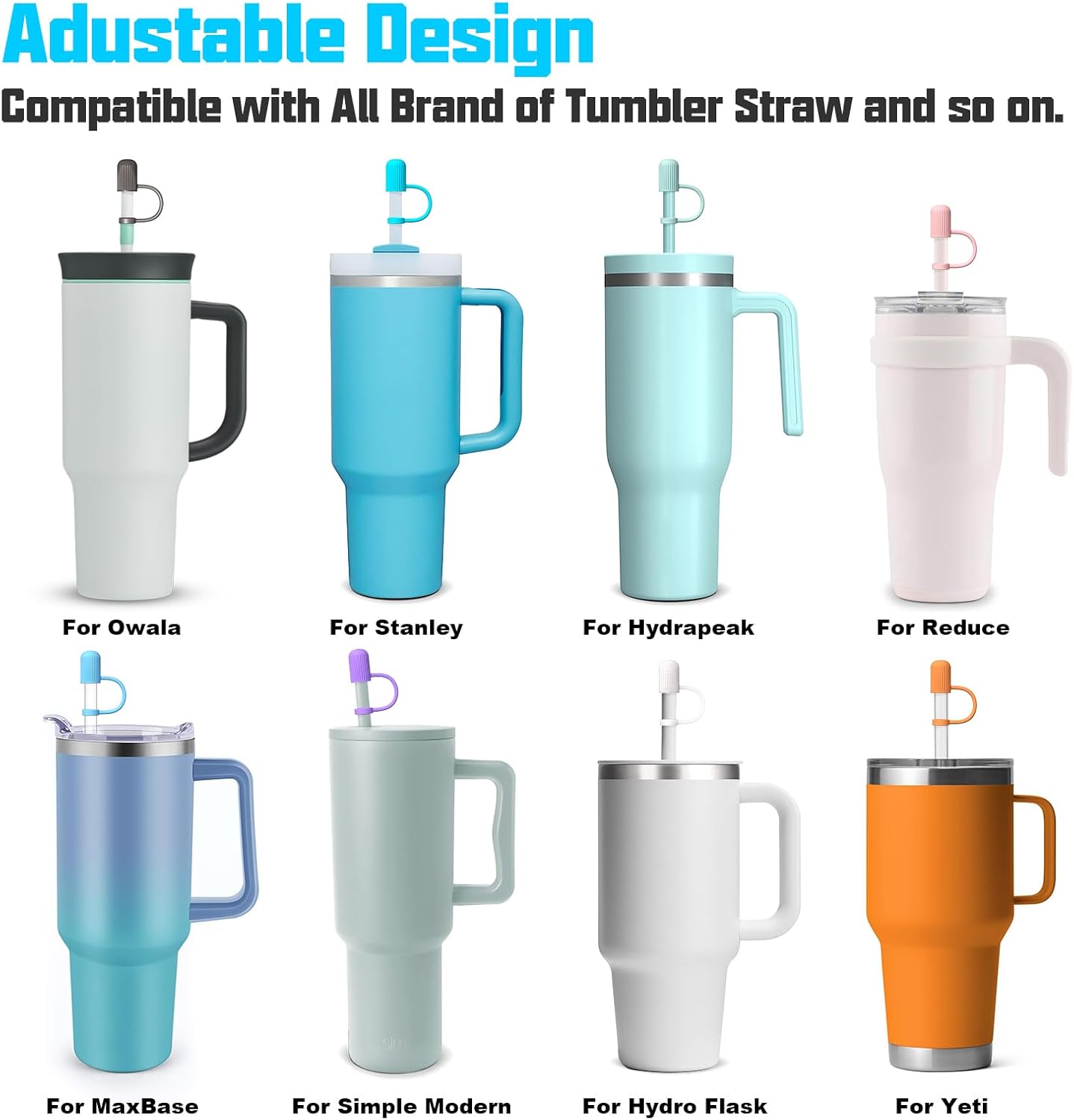 Adjustable Straw Cover for Stanley|Simple Modern||Owala||Reduce|Maars|Meoky|MaxBase|Beast|Hydrapeak Cup, All Brand of Straw Accessories, Diameter 6mm-12mm, BPA Free, Dishwasher safe