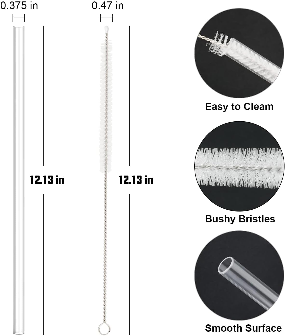 10 PCS Straw Cleaner Brush and 10 Pcs Replacement Straw for Stanley Cup 40 oz 30 oz 64 oz Tumbler