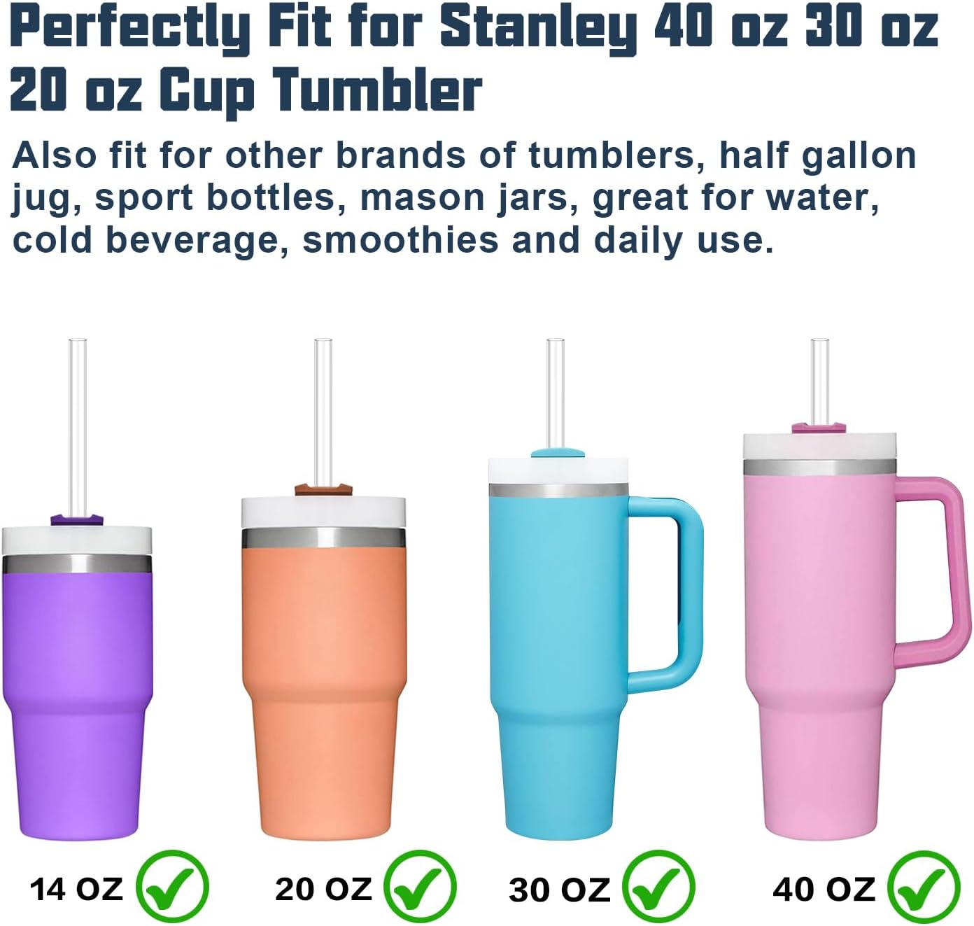 10 PCS Straw Cleaner Brush and 10 Pcs Replacement Straw for Stanley Cup 40 oz 30 oz 64 oz Tumbler