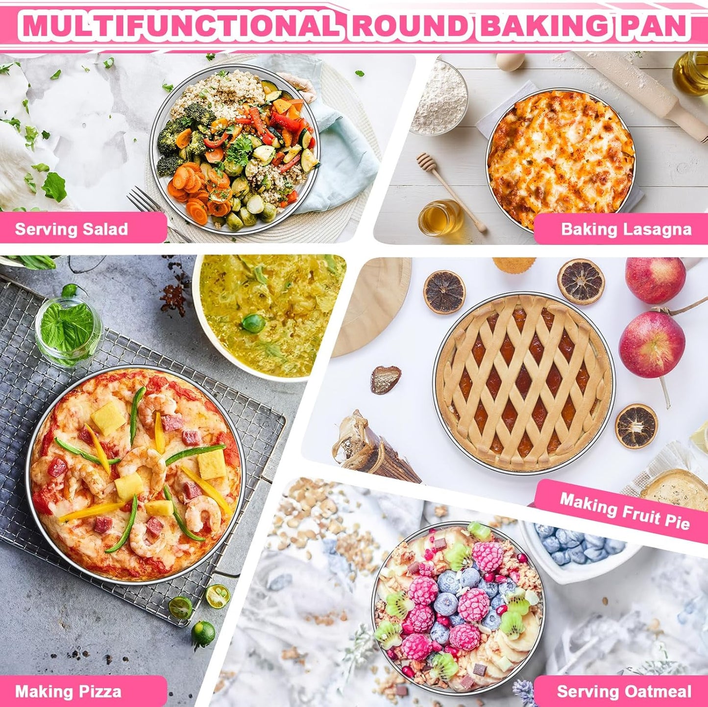 8 Inch Cake Pan Set of 2, Stainless Steel Round Layer Cake Baking Pans Tins, Non-Toxic & Healthy, Leak-proof & Easy Clean & Dishwasher Safe
