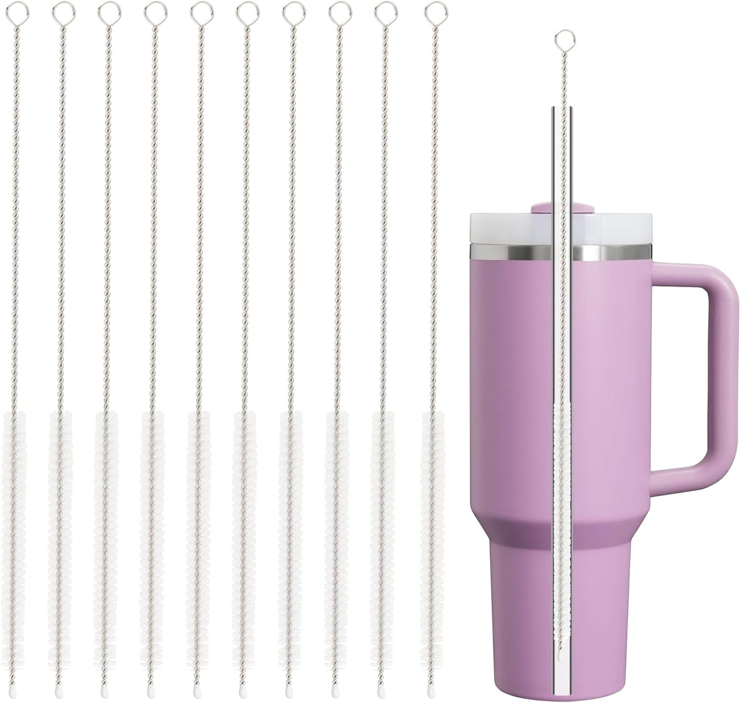 10 PCS Straw Cleaner Brush For Stanley Cup and 5 Pcs Replacement Colors Straw for Stanley Cup 14 oz 20 oz Tumbler