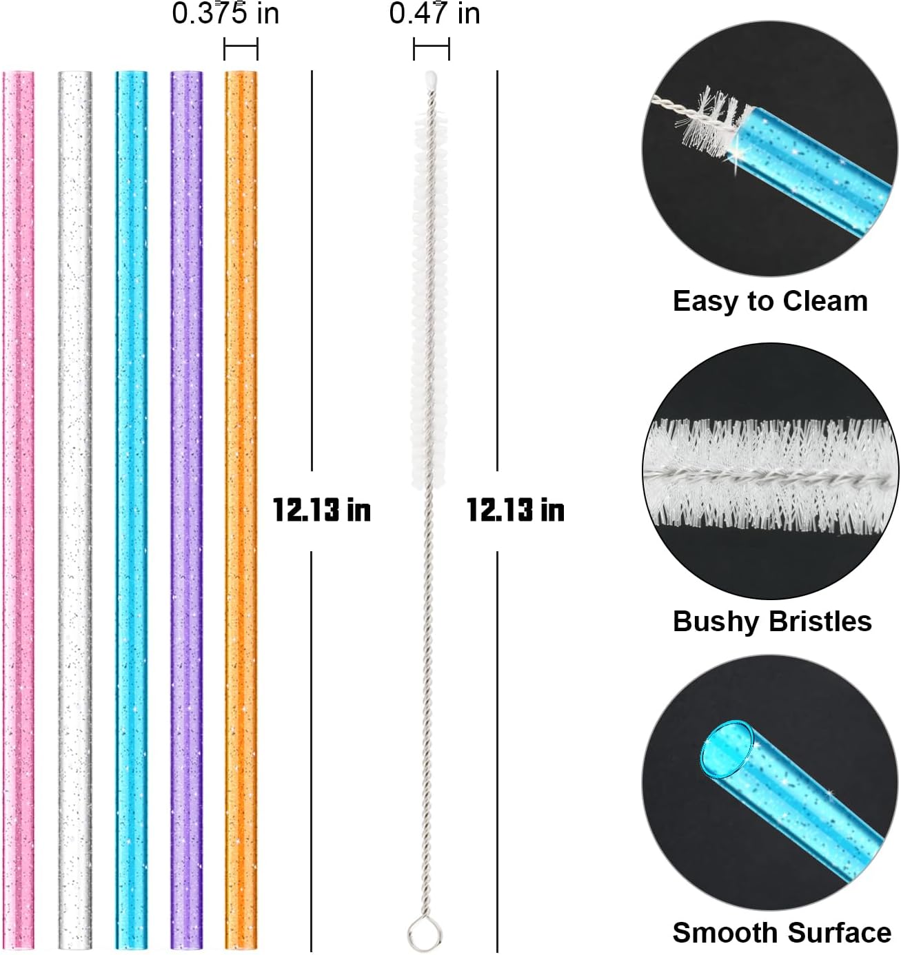 10 PCS Straw Cleaner Brush and 10 Pcs Replacement Color Straw for Stanley Cup 40 oz 30 oz 64 oz Tumbler