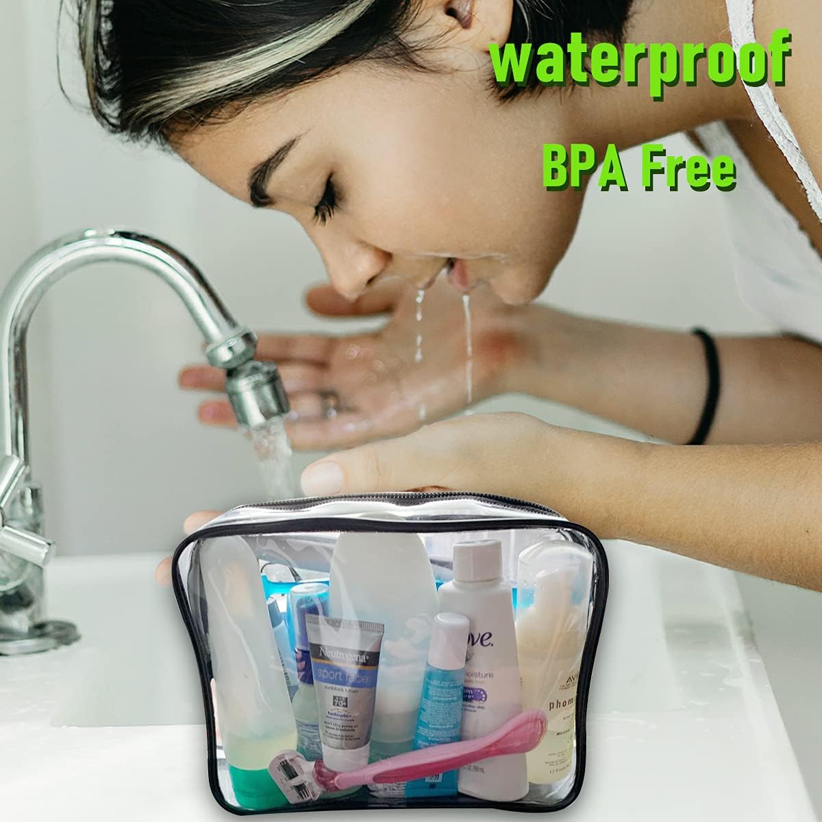4 Pack Clear Cosmetic Bag for Travel - TSA Approved Toiletry Makeup Pouch Carry-on Airport Airline Compliant Portable PVC Waterproof With Zipper Women Quart Size Set