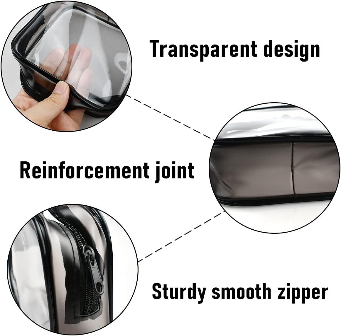 4 Pack Clear Cosmetic Bag for Travel - TSA Approved Toiletry Makeup Pouch Carry-on Airport Airline Compliant Portable PVC Waterproof With Zipper Women Quart Size Set