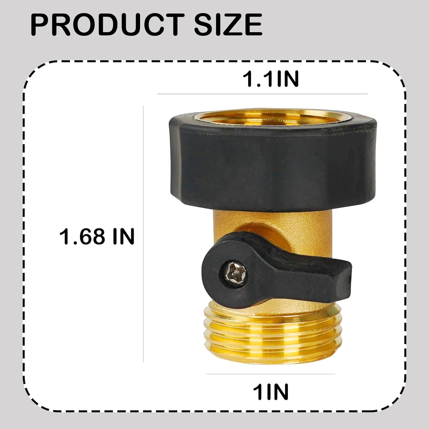Garden Hose Shut Off Valve, 4 Pack 3/4 Inch Heavy Duty Solid Brass Garden Hose Connector, Water Shut Off Valve with 8 Extra Rubber Washers