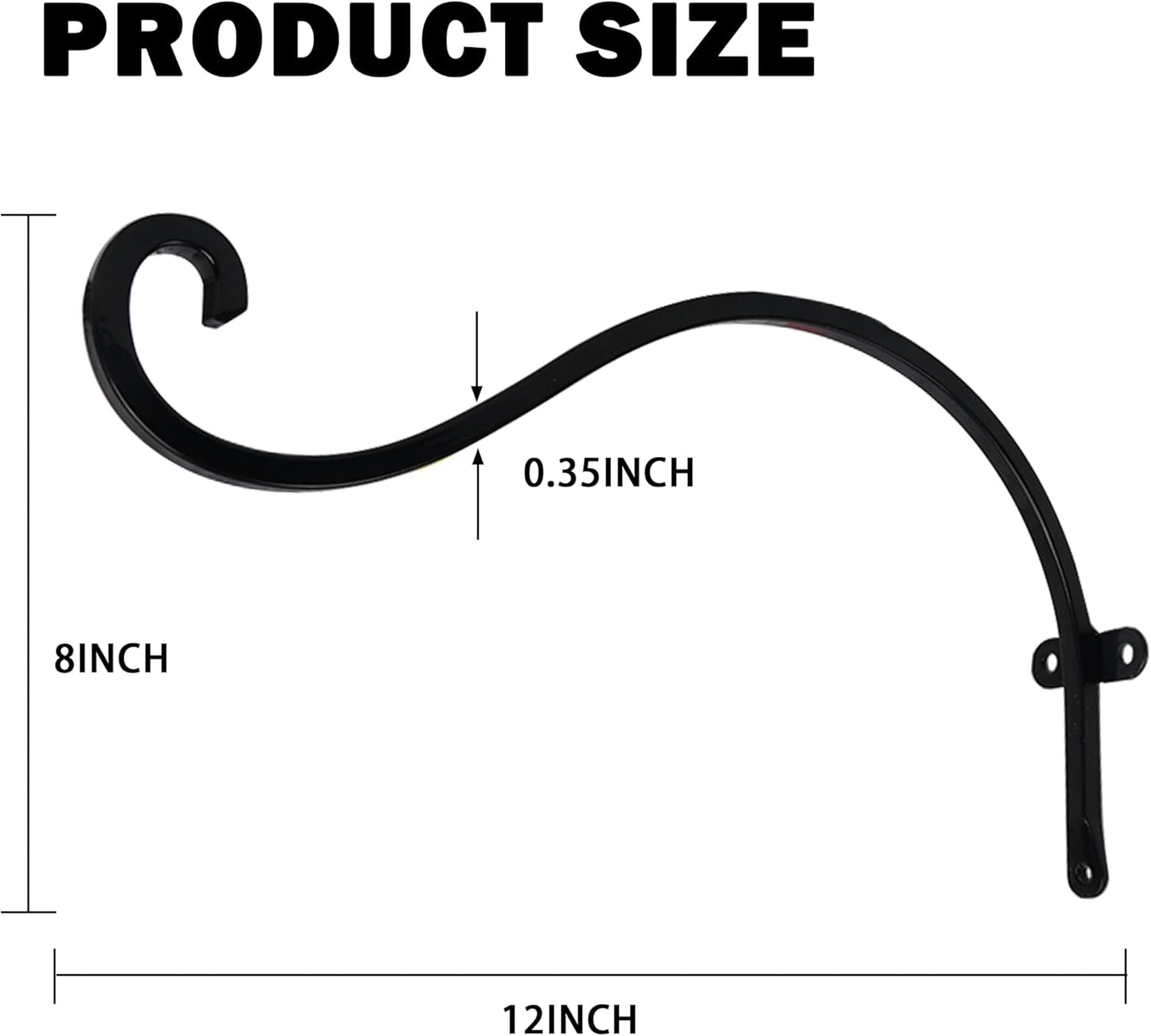 2 Pack Plant Hanger Outdoor, 12 Inch Heavy-Duty Hanging Plant Hook for Outside Basket, Black Metal Wall Mount Plant Bracket Hook for Flower Baskets Bird Feeder