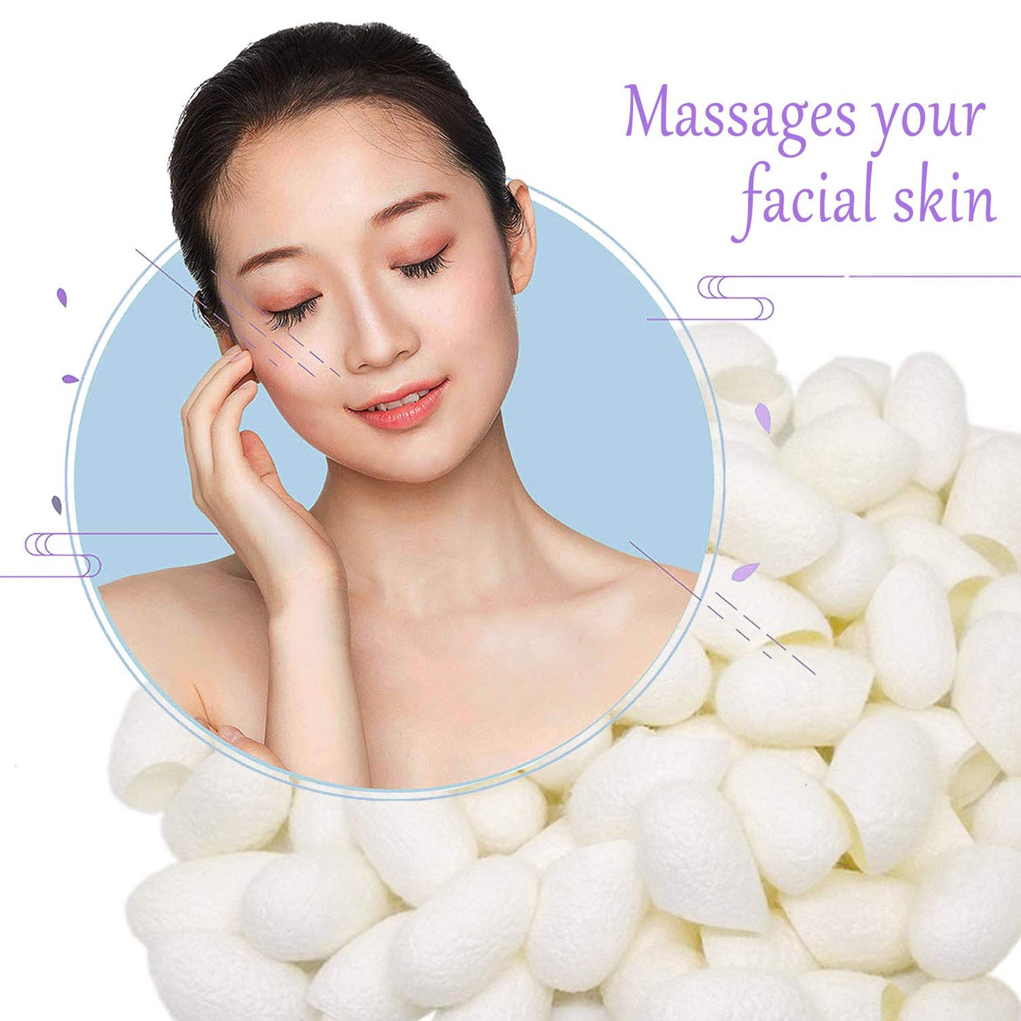 Petluno 100pcs Fresh Natural Silk Ball Cocoons Facial Cleanser Balls Healthy Skin Care Scrub Face Massage