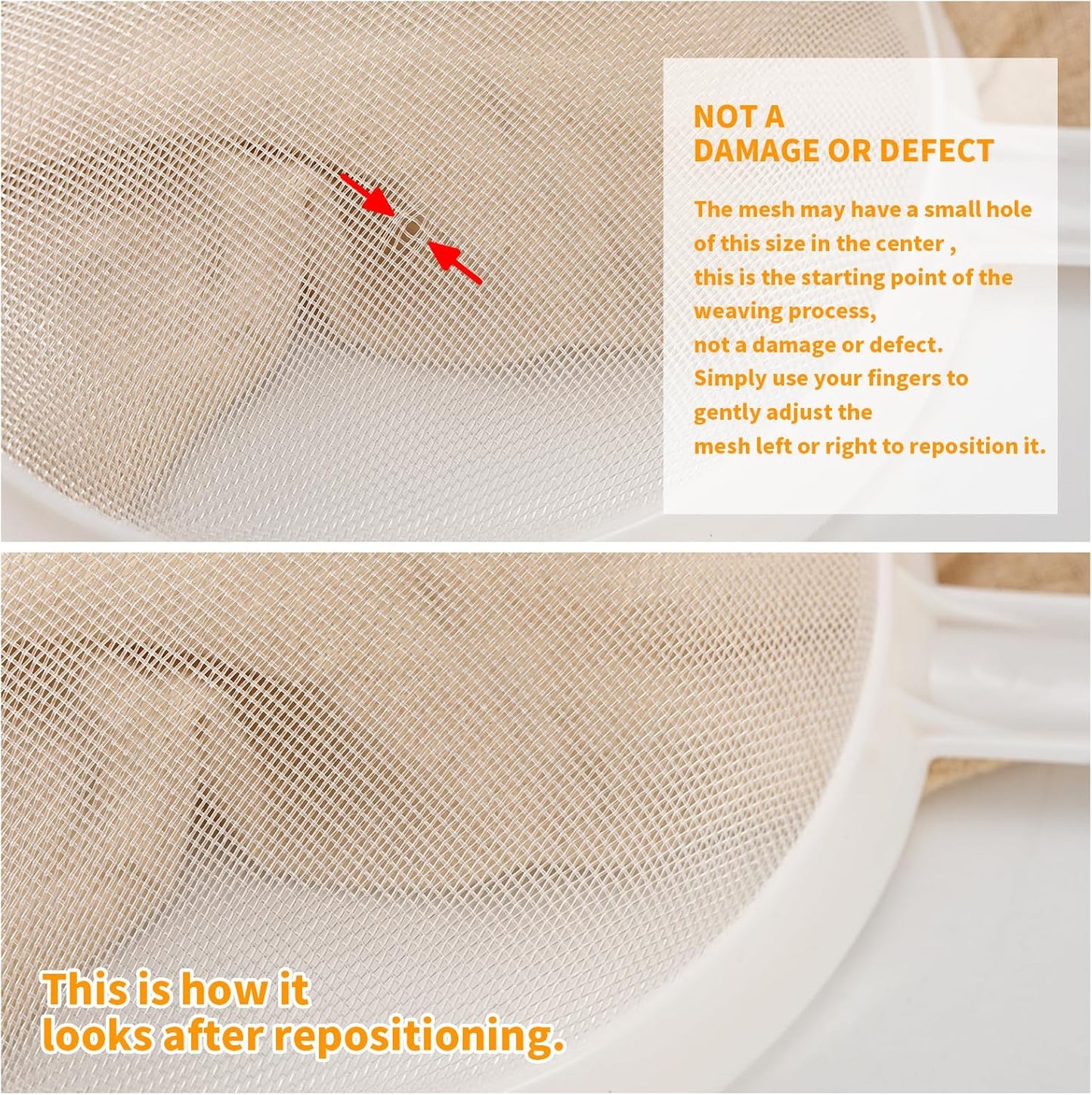 Kefir Strainer Set, 2-Size Plastic Non-Metal Sieve with Fine Mesh for Grains, Milk Kefir, Water & Kombucha - Durable, Food Grade Easy Clean White