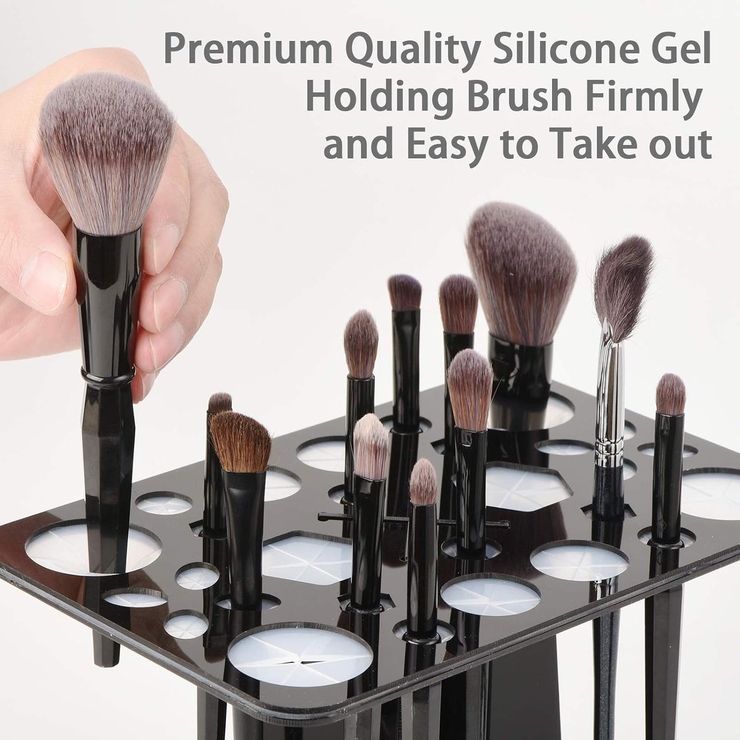 Acrylic Drying Rack for Brushes, Collapsible Stand with 28 Slots Nail, Paint, and Makeup Brushes – Black, Unisex, Ideal Artists Enthusiasts Black