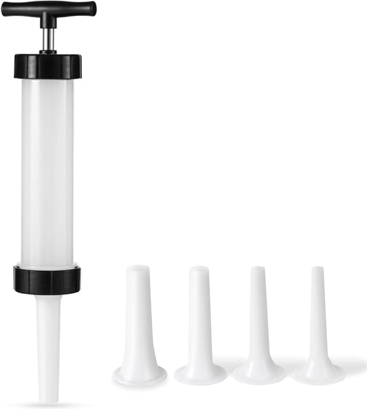 Manual Sausage Stuffer, Black, BPA-Free, Handheld with 4 Stuffing Tubes, for Hot Dogs and Bratwurst