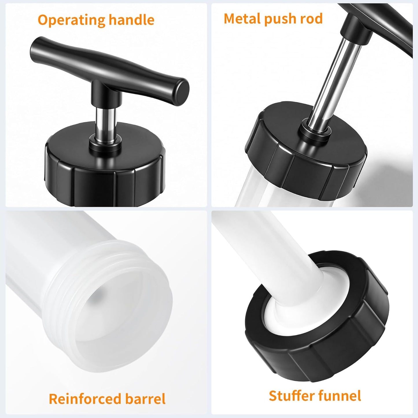 Manual Sausage Stuffer, Black, BPA-Free, Handheld with 4 Stuffing Tubes, for Hot Dogs and Bratwurst