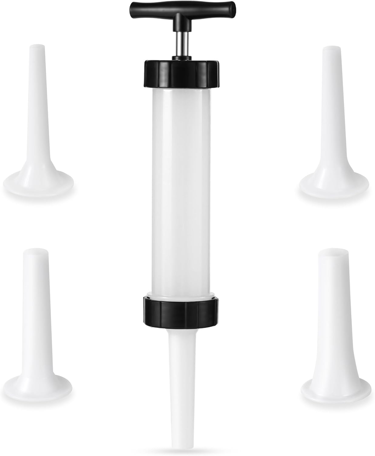 Manual Sausage Stuffer, Black, BPA-Free, Handheld with 4 Stuffing Tubes, for Hot Dogs and Bratwurst