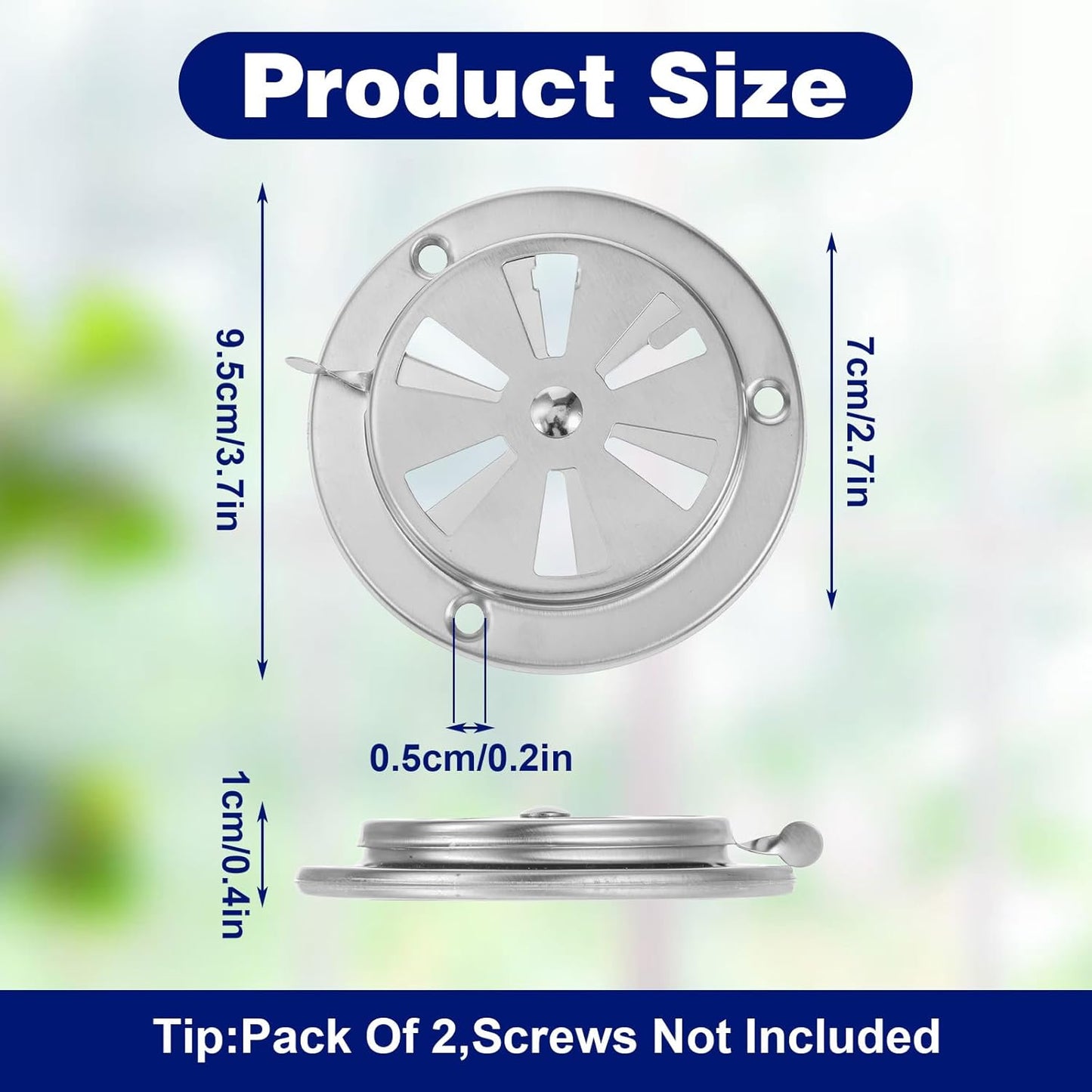 2 PCS BBQ Grill Smoker Air Vent Set, Adjustable Stainless Steel Grill Vent Damper for Controlling Airflow, BBQ Smoker Grilling Exhaust Smokers Replacement Parts for Grills, Stove and Smokers (95mm)