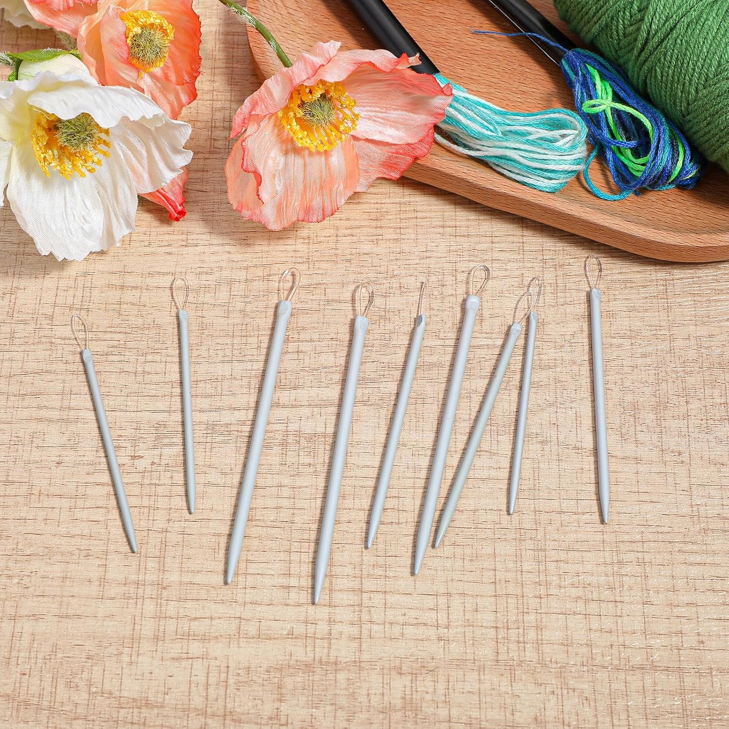 9 PCS Wool Yarn Needles, Darning Needle Nylon Thread Rope Threader Large Eye Tapestry Needle for Weave Hand Weaving Sweater Tools Accessories for Sewing Knitting Crochet Yarn Embroidery