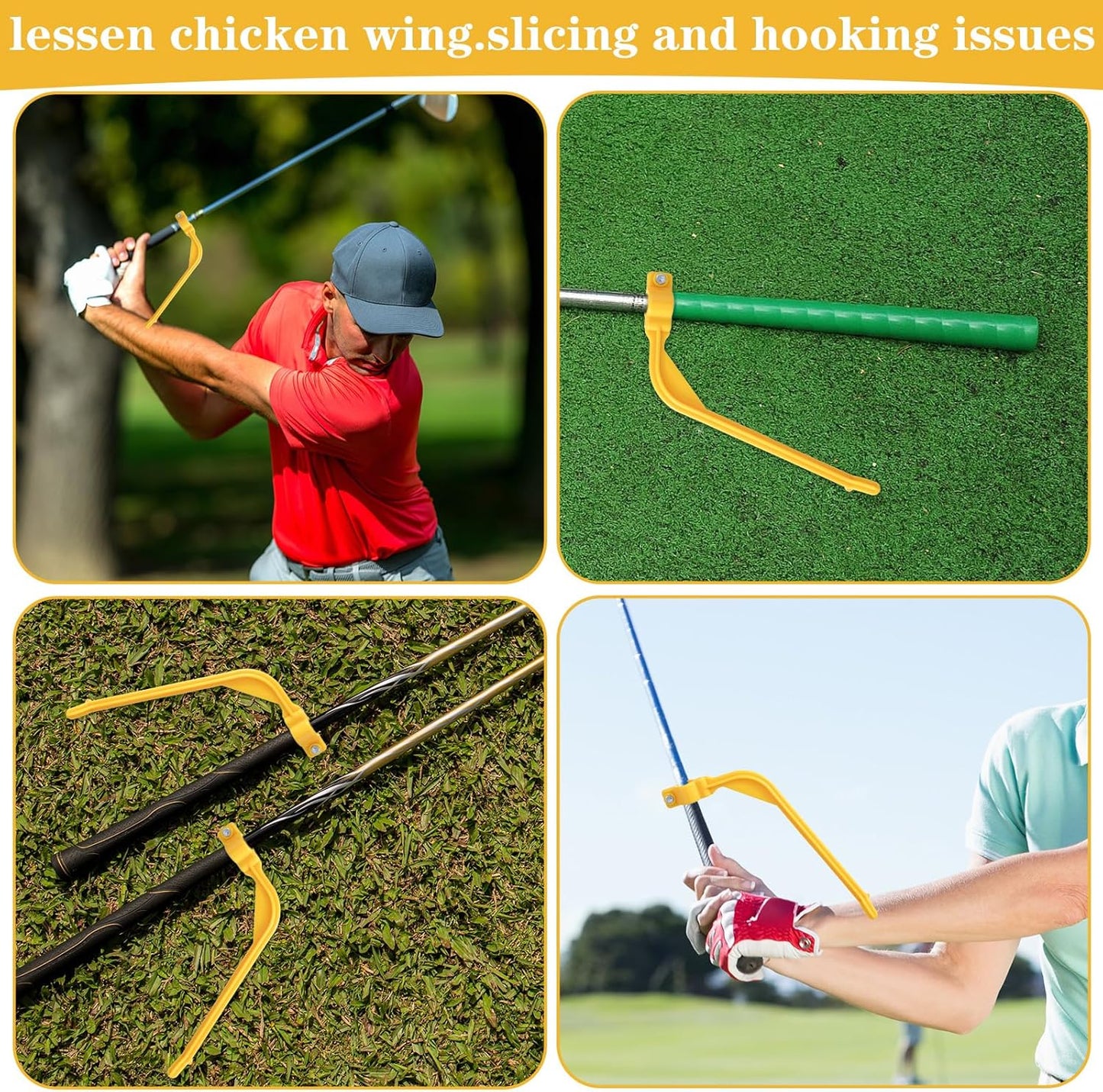 Xindojuz Golf Swing Training Aid, Golf Training Wrist Hinge Swing Correcting Trainer Tool, Stock Shot Setter Golfs Club Practice Equipment Arm Elbow Posture Teaching Accessory for Golfers Beginners