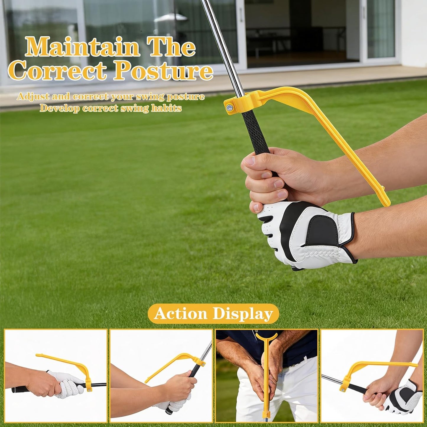 Xindojuz Golf Swing Training Aid, Golf Training Wrist Hinge Swing Correcting Trainer Tool, Stock Shot Setter Golfs Club Practice Equipment Arm Elbow Posture Teaching Accessory for Golfers Beginners