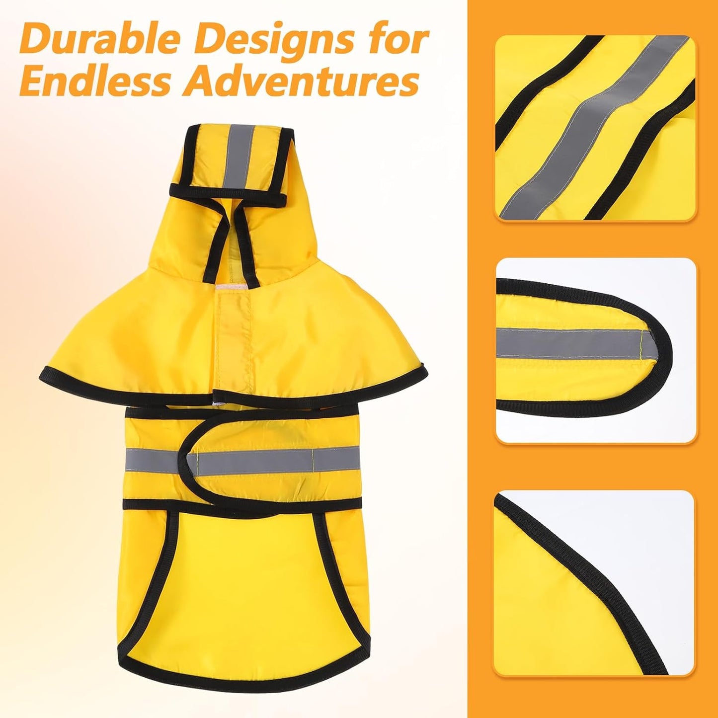 Dog Raincoat with Hood, Rain Jacket for Dogs Waterproof with Reflective Safety Hooded Slicker Poncho, Convenient Leash Hole & Adjustable Fit, Perfect for Small, Medium, and Large Dogs (Yellow M Size)