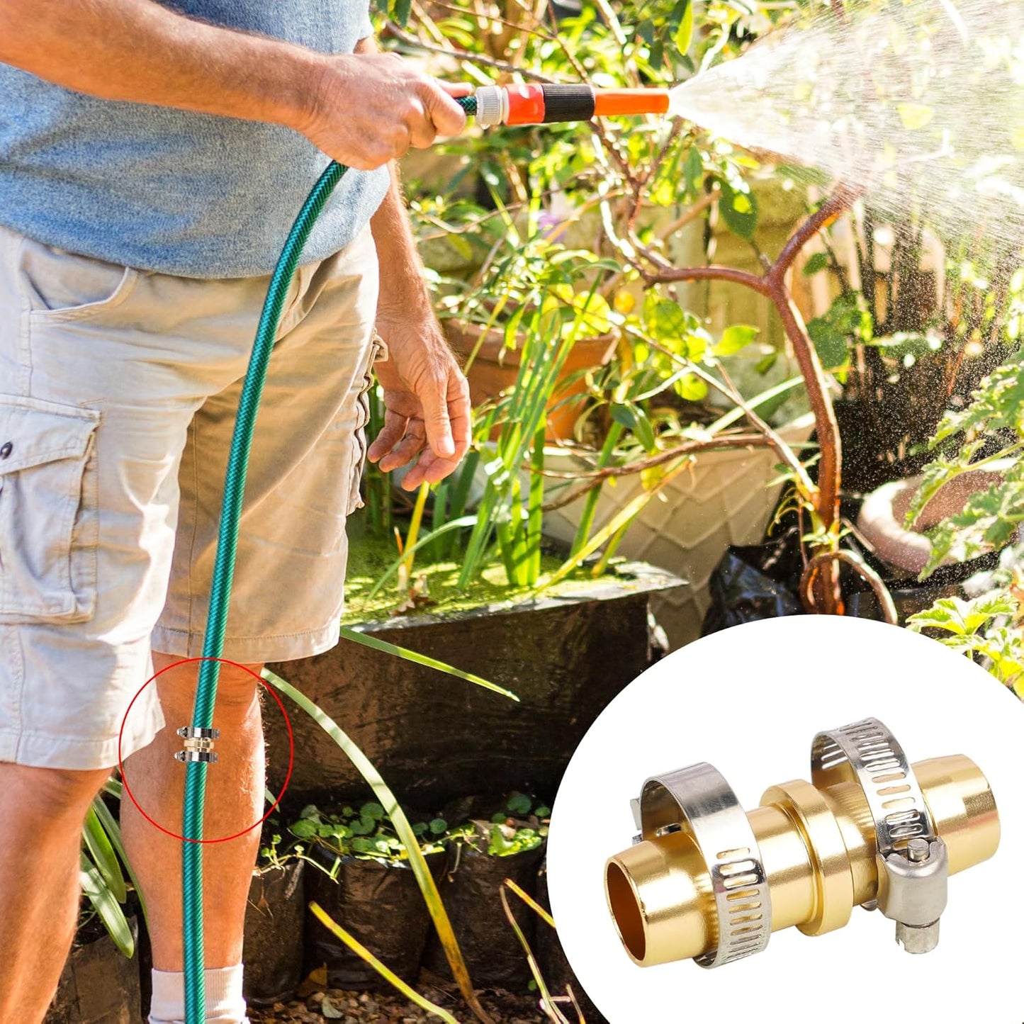 Garden Hose Repair Kit + Adjustable Twist Hose Nozzle