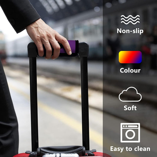 5 Pcs Neoprene Luggage Handle Wrap Handle Grip Luggage Tags Identifier Hollow Design for Push-Button, Bright Luggage Markers for Airport Travel Luggage Suitcase Trolley Case