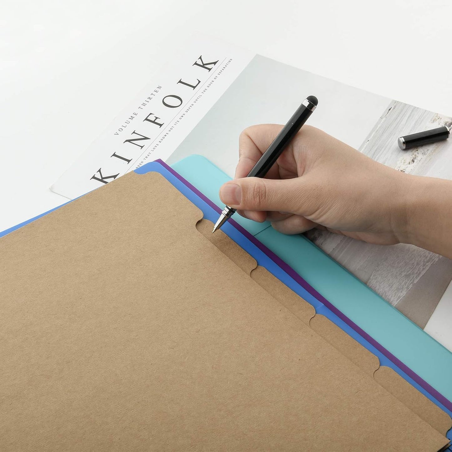 3 Ring Binder Dividers with 5-Tabs for Letter Size, 1/5 Cut, 3-Hole Punched, Blank Kraft Paper Index Dividers 8.5” x 11” for Extra Durable for College, Adults