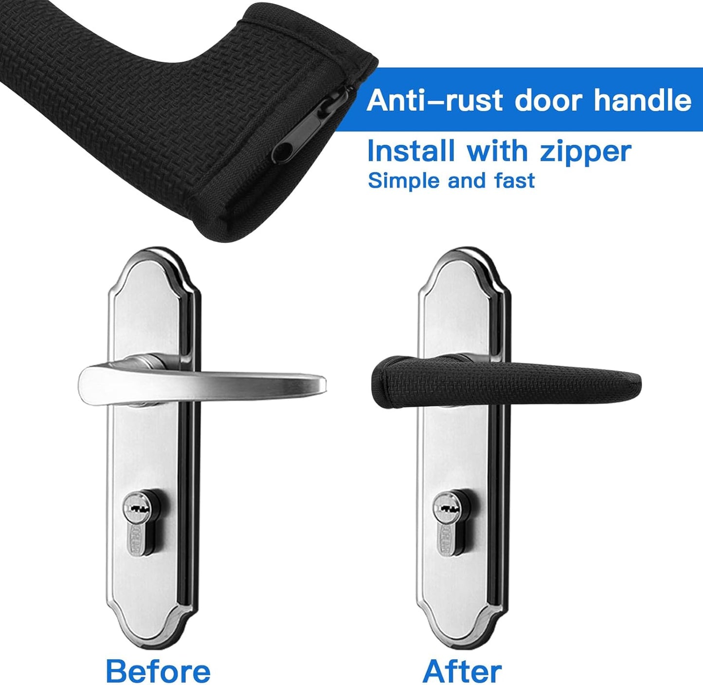 Homakover Door Handle Covers, Door Knob Covers for Summer Anti-Scald Hands, and Winter Antifreeze Hands, Door Knob Protector, Made of 2mm Neoprene (2 Pieces Black)