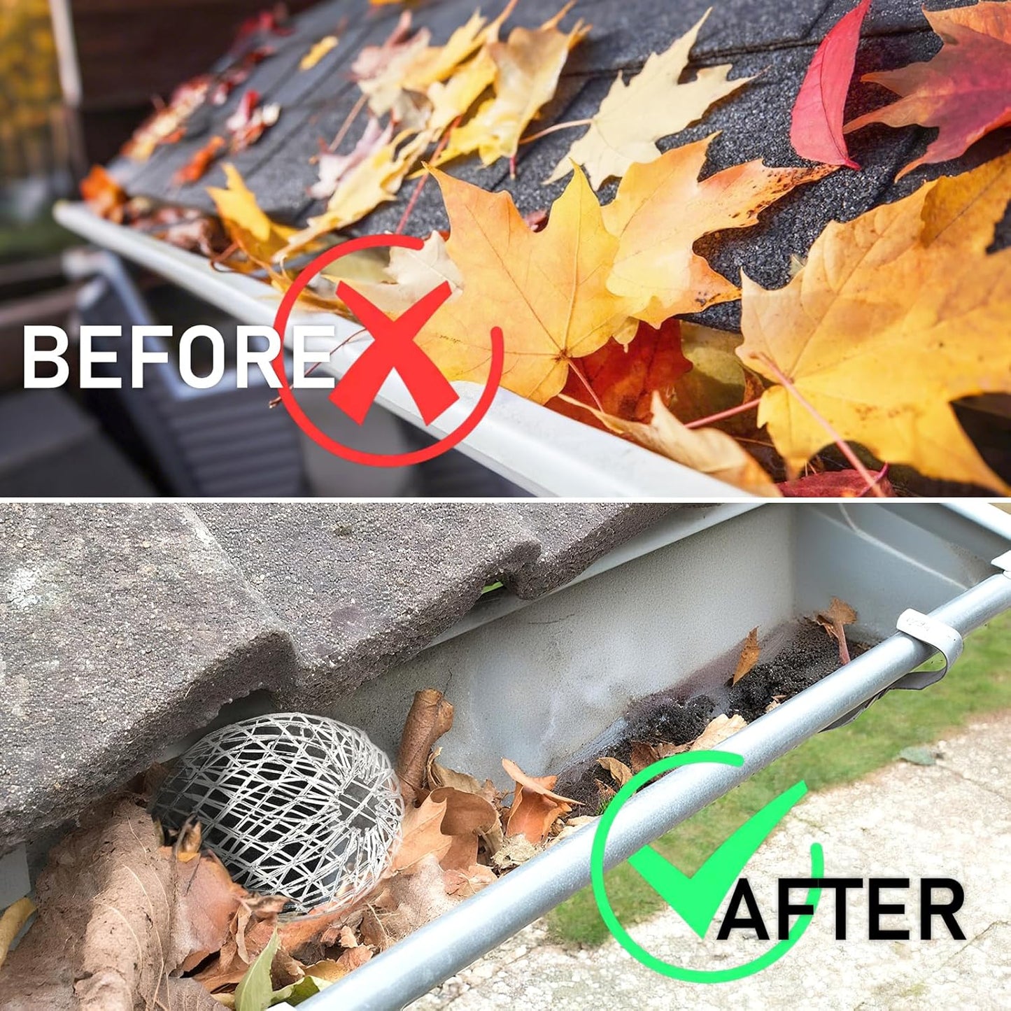 CONLI 8 Pack Gutter Guard, 3.5 Inch Expandable Aluminum Downspout Filter, Leaf Guards for Gutters, Gutter Downpipe Guard for Preventing Blockage from Leaves, Debris