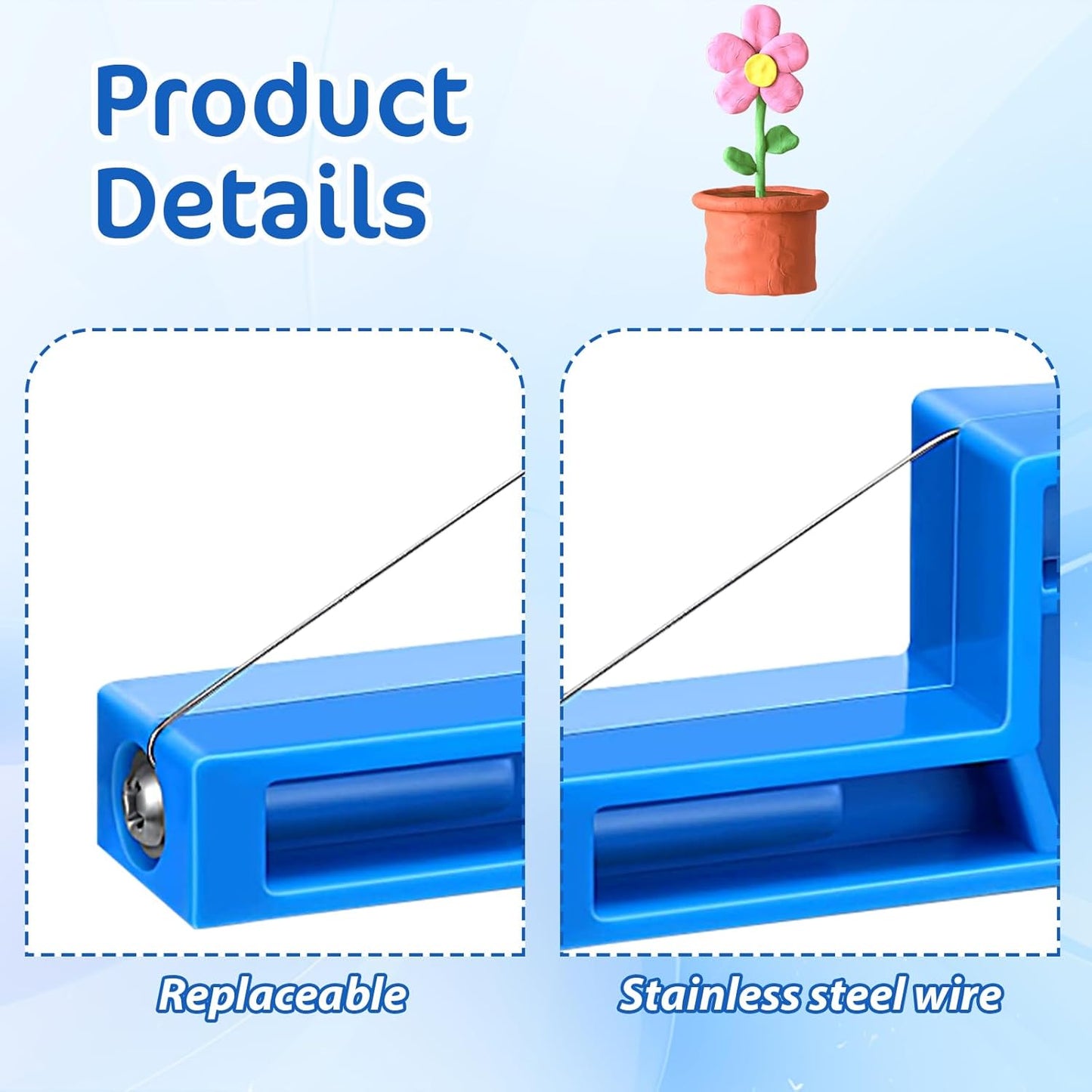 Xindojuz Angle Cutting Clay Tool, Steel Wire Bevel Cutter Small Pottery Angle Clay Trimming Tools Plastic Ceramic Wire Small Pottery Cutter for Ceramics and Sculpting (Blue, 2.76×1.1×0.59 Inch)