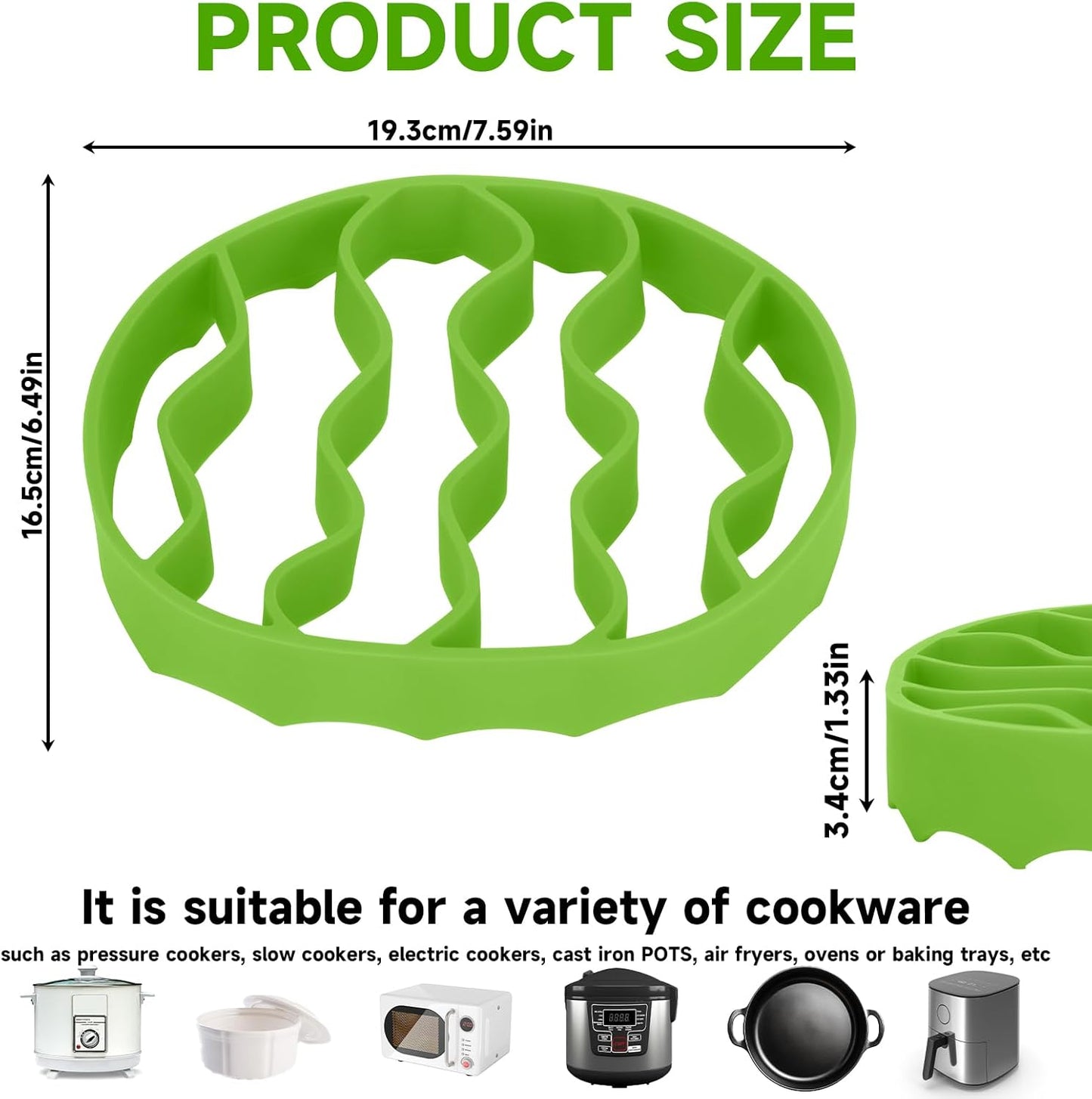 Silicone Roasting Rack, Silicone Cooker Rack Kitchen Cooking Accessories for Baking Cooking Steaming Cooling (Green)