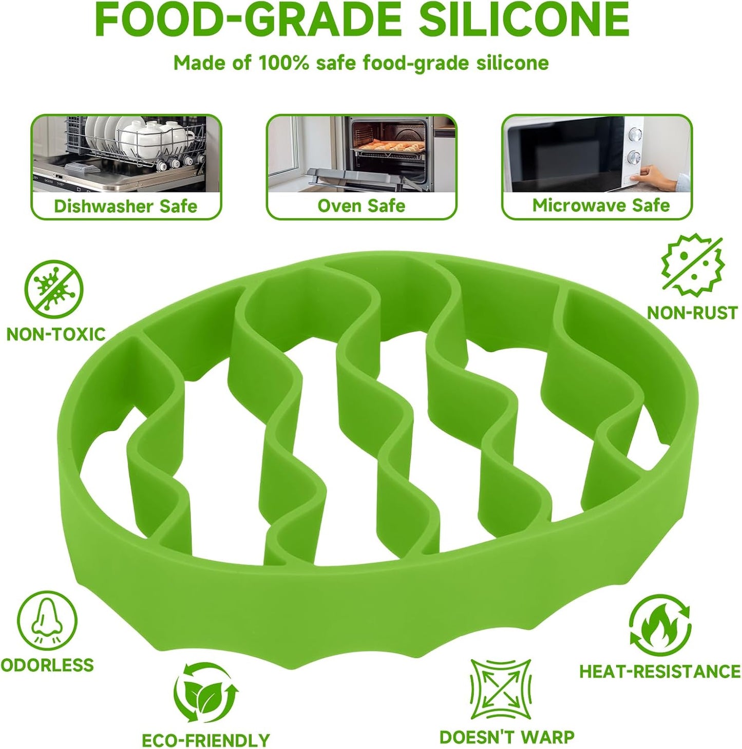 Silicone Roasting Rack, Silicone Cooker Rack Kitchen Cooking Accessories for Baking Cooking Steaming Cooling (Green)