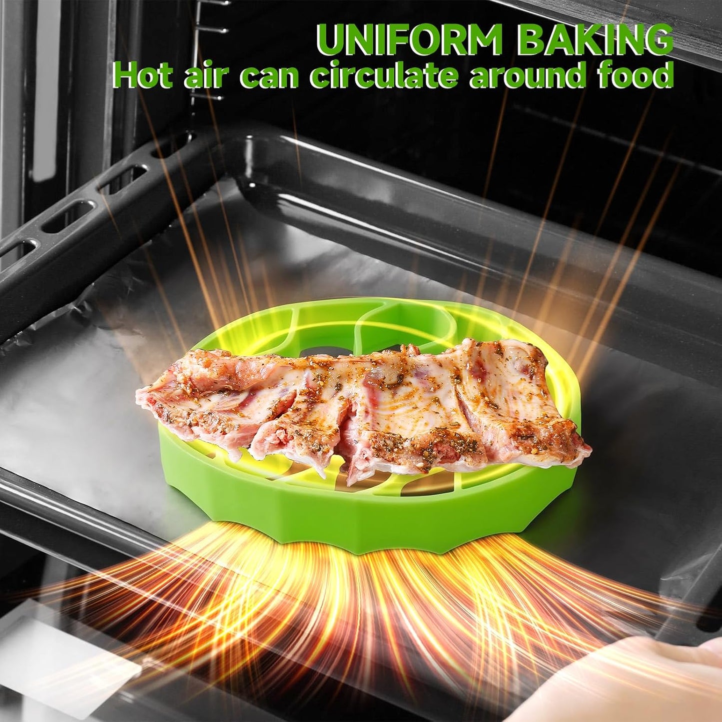 Silicone Roasting Rack, Silicone Cooker Rack Kitchen Cooking Accessories for Baking Cooking Steaming Cooling (Green)