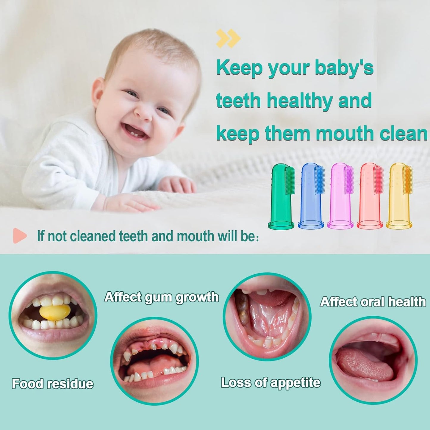 Baby Toothbrush Set, 6 Pcs Soft Infant Finger Toothbrush with 6 Boxes, Neorns Toddler Silicone Baby Tooth Brush 0-6 Months 6-12 Months