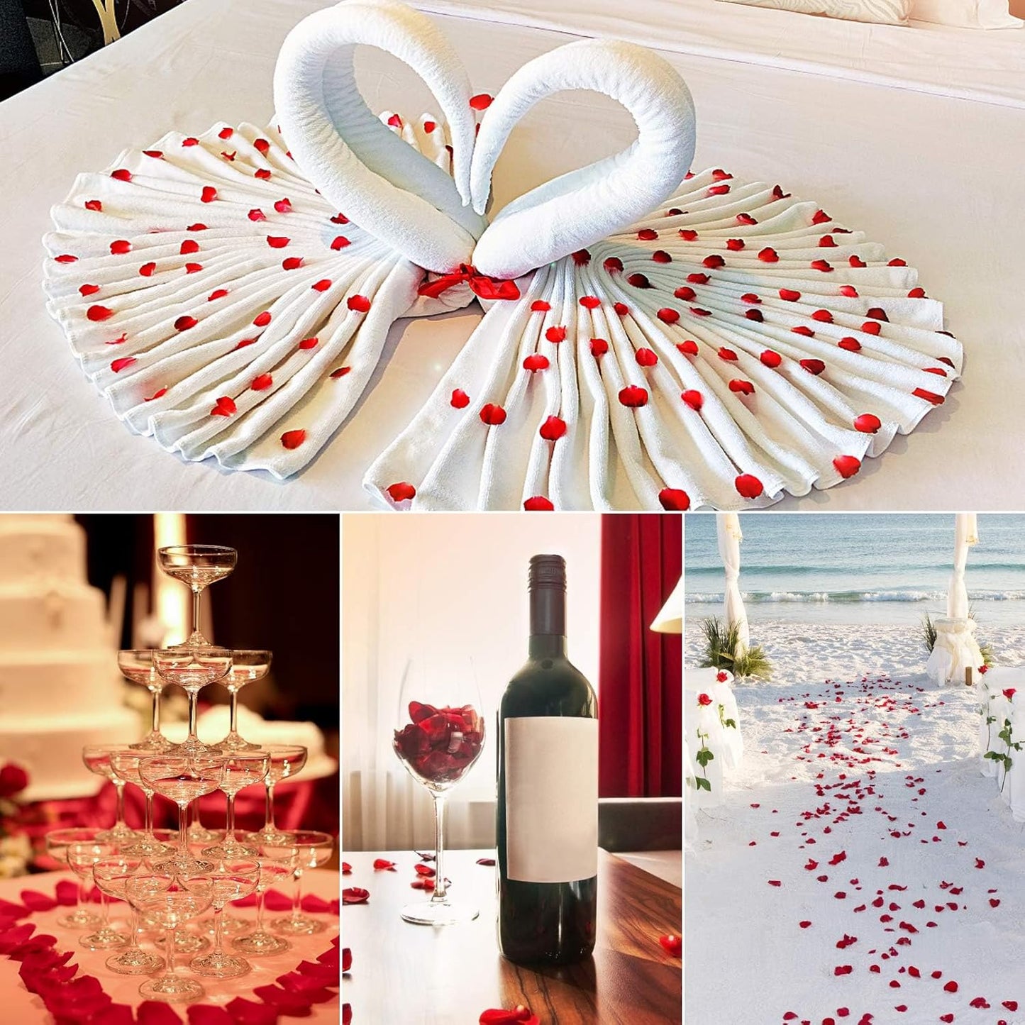 3200 Pcs Artificial Rose Petals for Romantic Night, Fake Rose Flower Petals for Wedding, Party, Valentines Day Decorations for The Home (Dark Red)