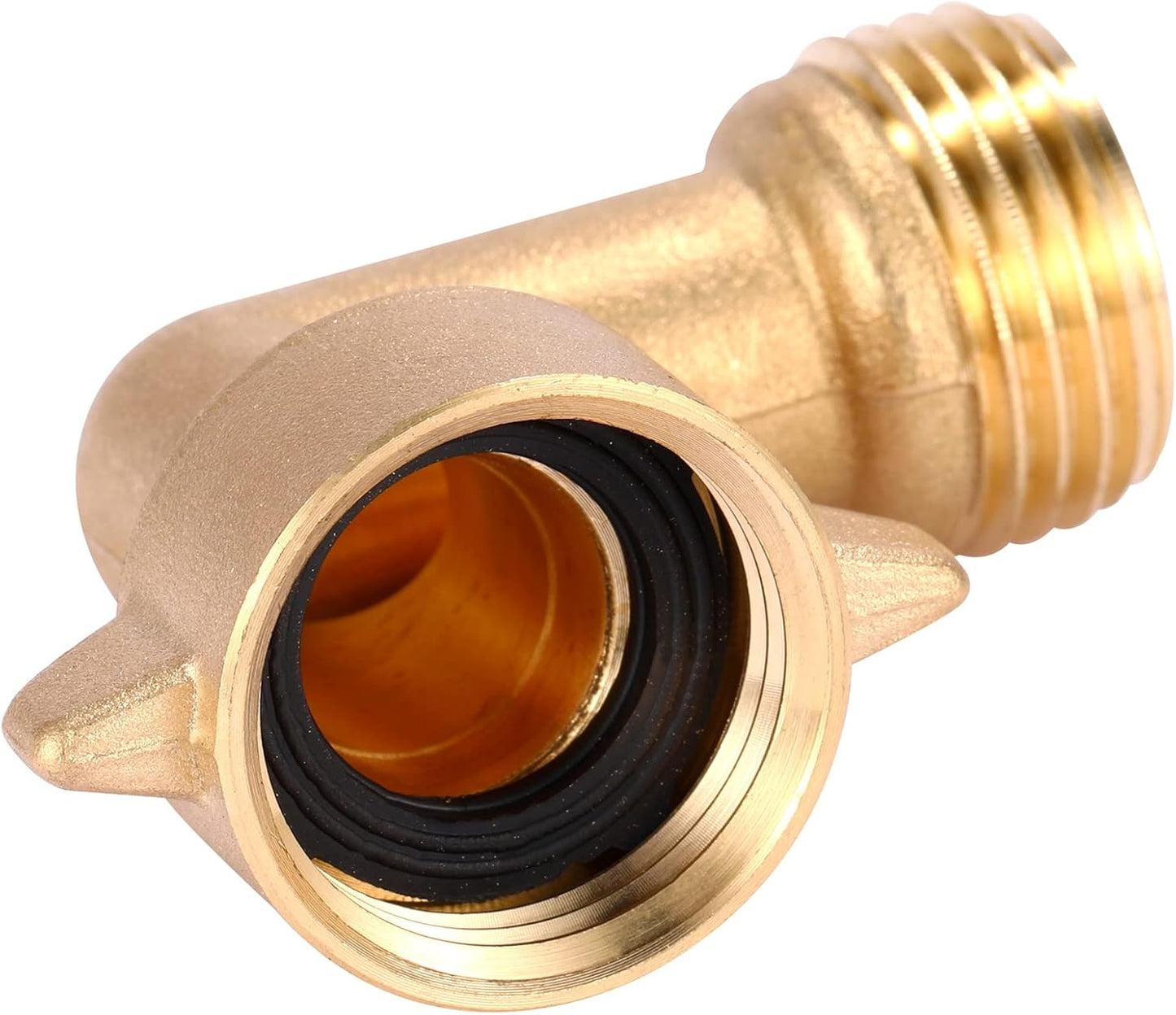 2 Pack Garden Hose Elbow Connector 90 Degree, 3/4" Heavy Duty Brass Adapter With 4 O-rings, Solid Brass Garden Hose Elbow
