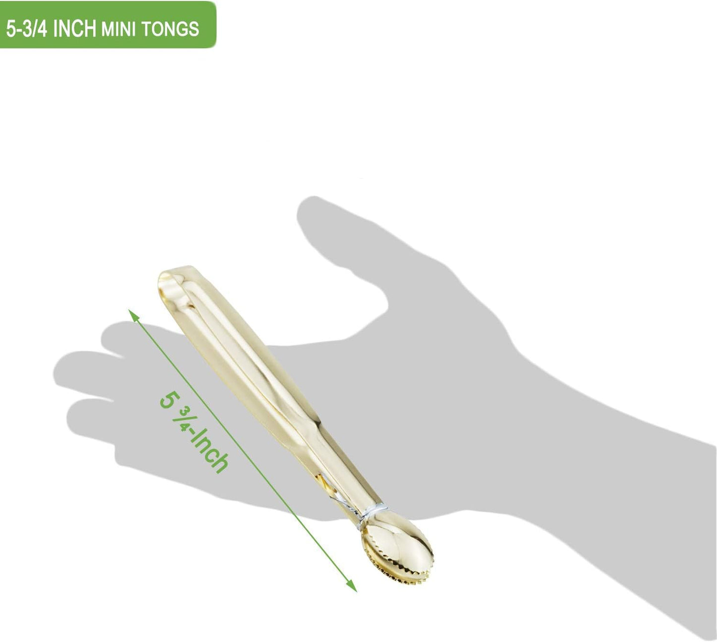 5.75" Mini Appetizer Tongs Set, Tiny Stainless Steel Small Tongs for Serving, Tea Party, Coffee Bar, Desserts, Set of 4 (Gold)