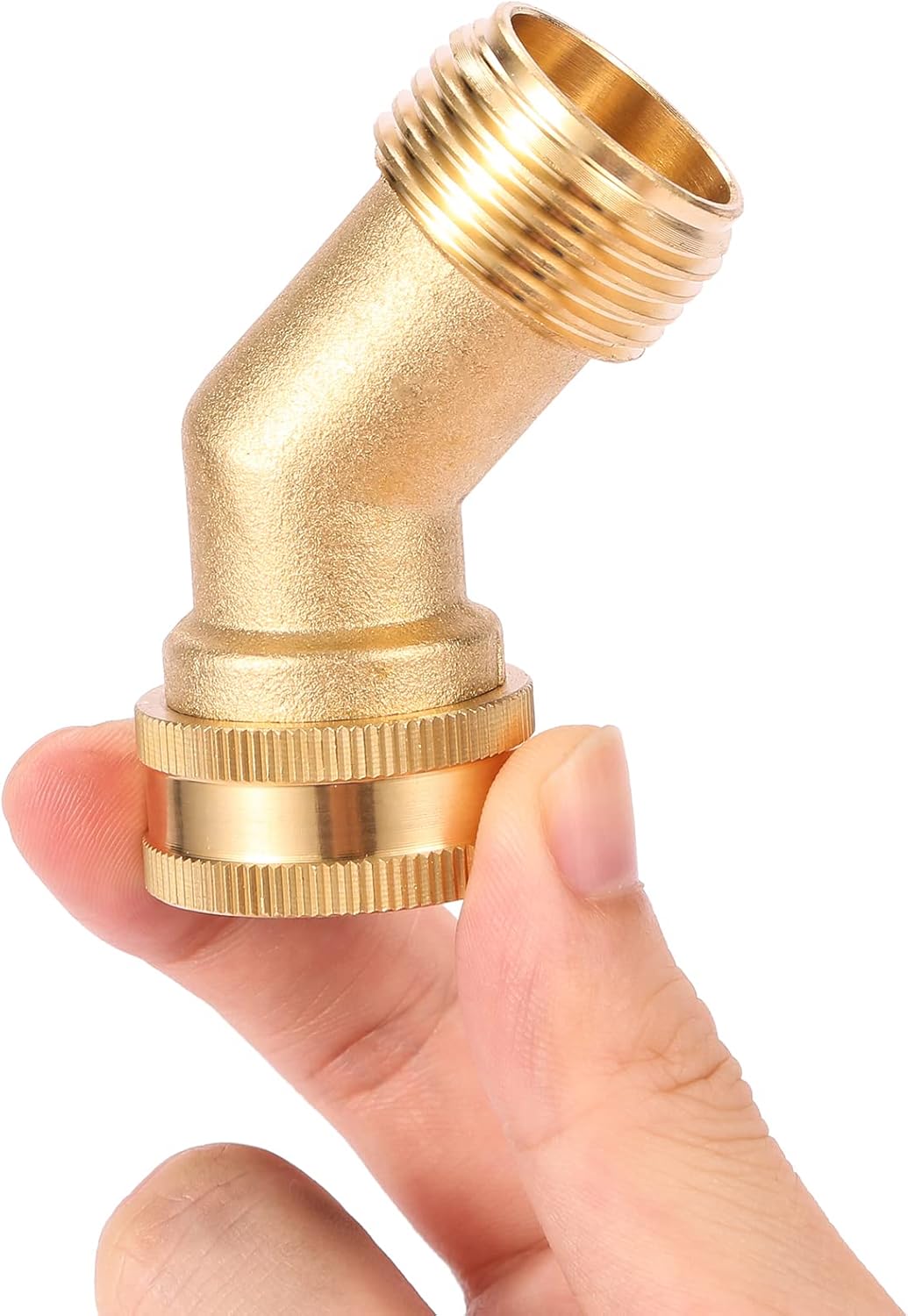 45 Degree Garden Hose Elbow, Eliminates Stress and Strain On RV Water Intake Hose Fittings, 3/4" GHT and Solid Brass, 2 Pack