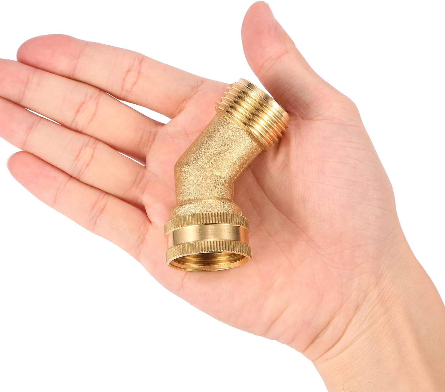 45 Degree Garden Hose Elbow, Eliminates Stress and Strain On RV Water Intake Hose Fittings, 3/4" GHT and Solid Brass, 2 Pack