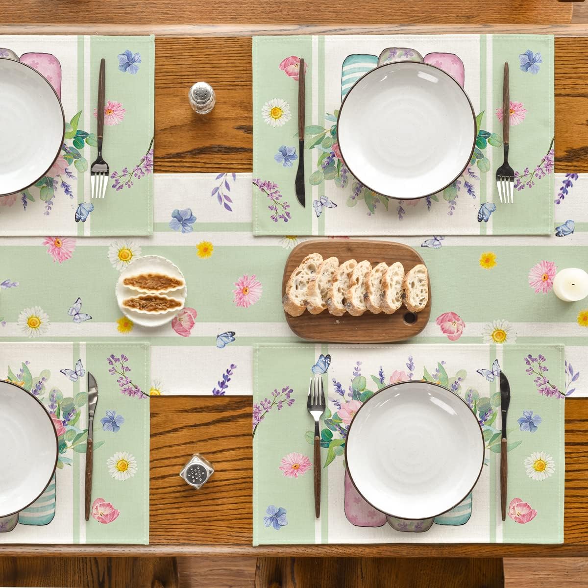 Bloom Vase Floral Spring Placemats Set of 4, 12x18 Inch Seasonal Table Mats for Party Kitchen Dining Decoration