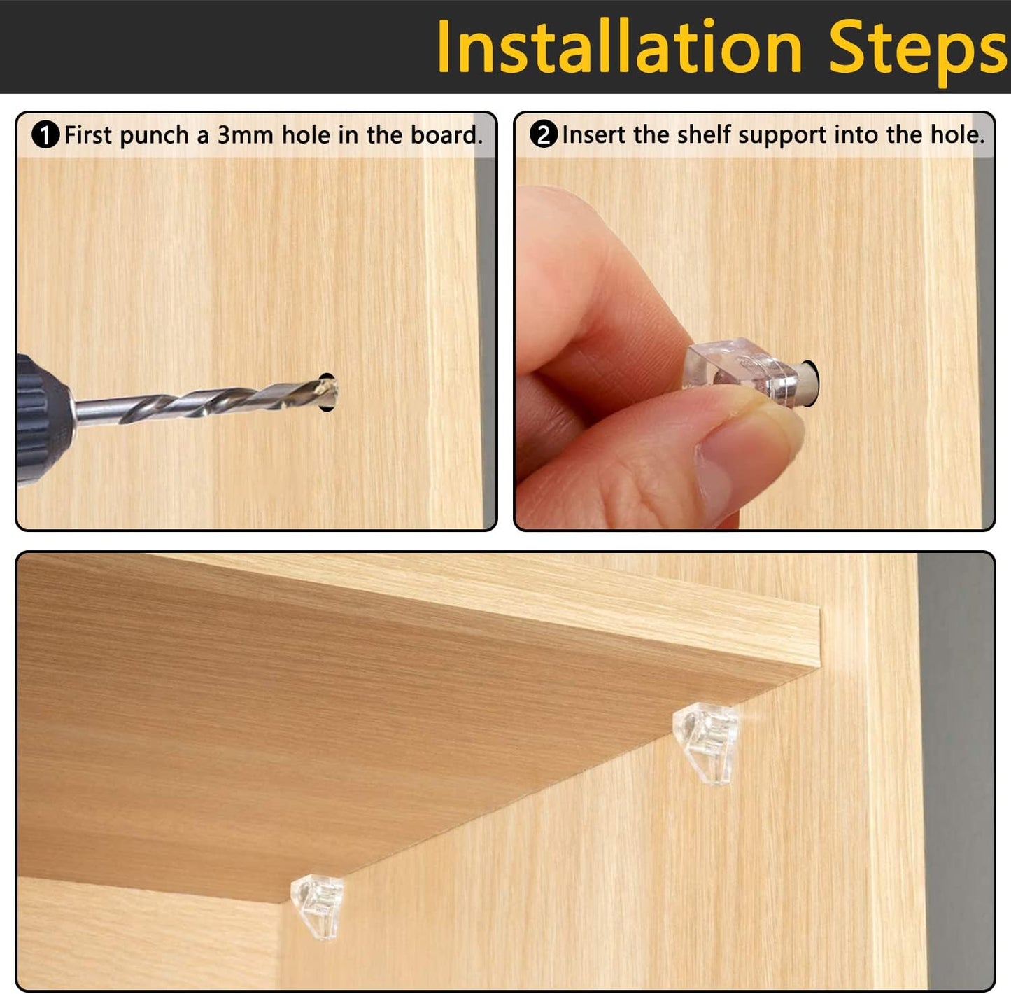 5 Millimeters Shelf Support Peg，Support Cabinet Shelf Pins，Clear Plastic Replacement Peg Cabinet Shelf Supports Pins for Kitchen Furniture Book Shelves Shelf Holder Locking Pins (20 Pieces)