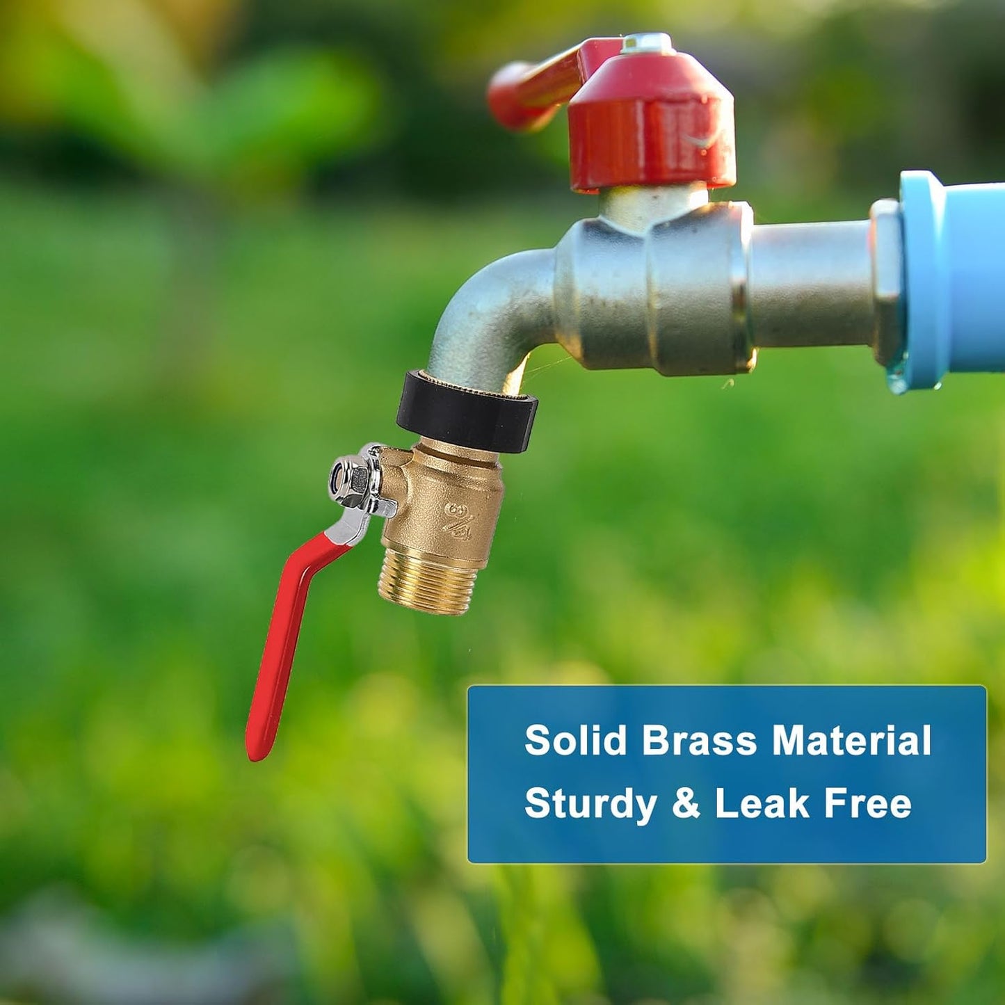 Garden Hose Shut Off Valve, 3/4" GHT Water Hose Shut Turn Off Valve, Heavy Duty Brass Valve Garden Hose Ball Valve With Stainless Steel Long Handle